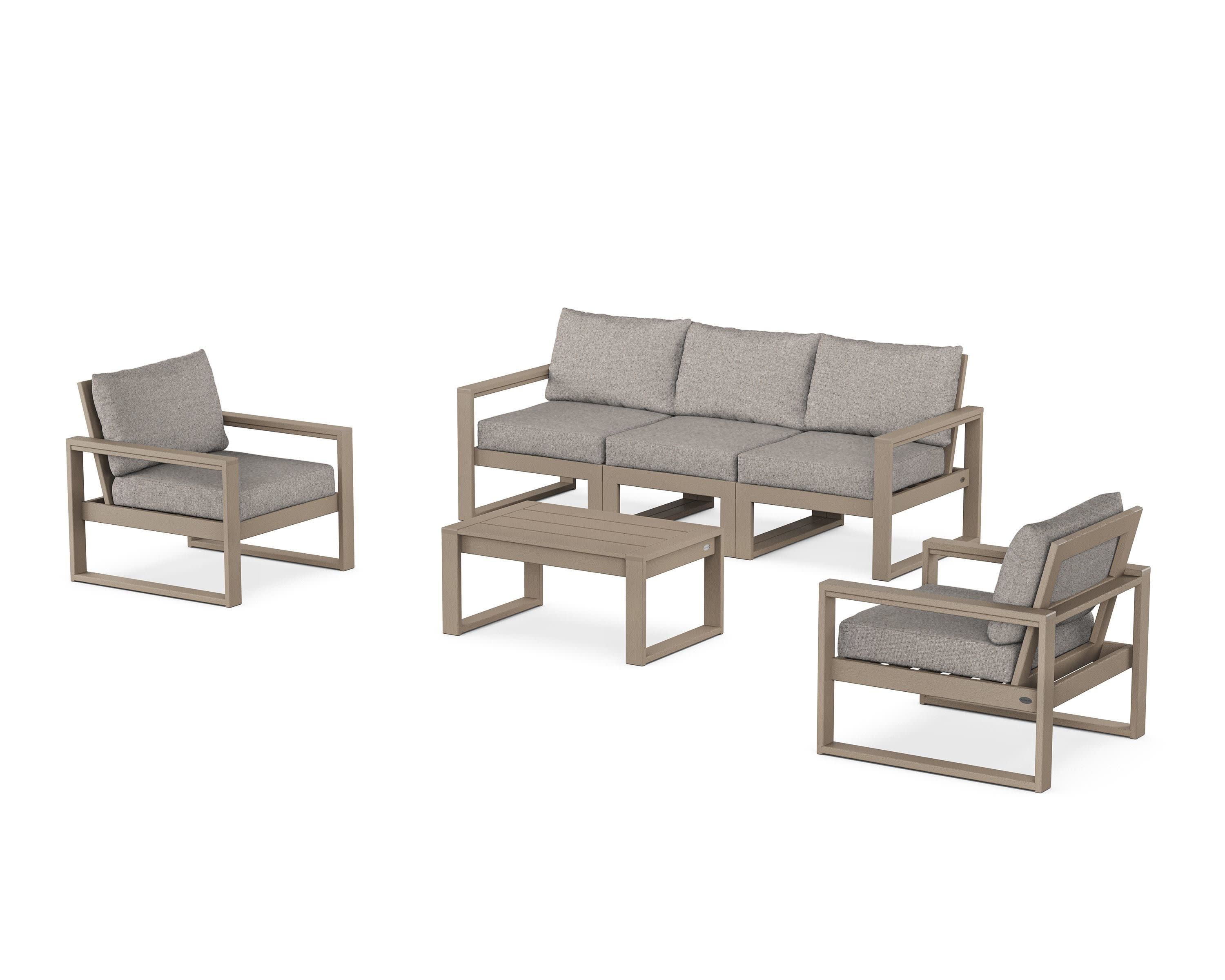 EDGE Sectional 4-Piece Deep Seating Set with Sofa in Vintage Sahara / Weathered Tweed
