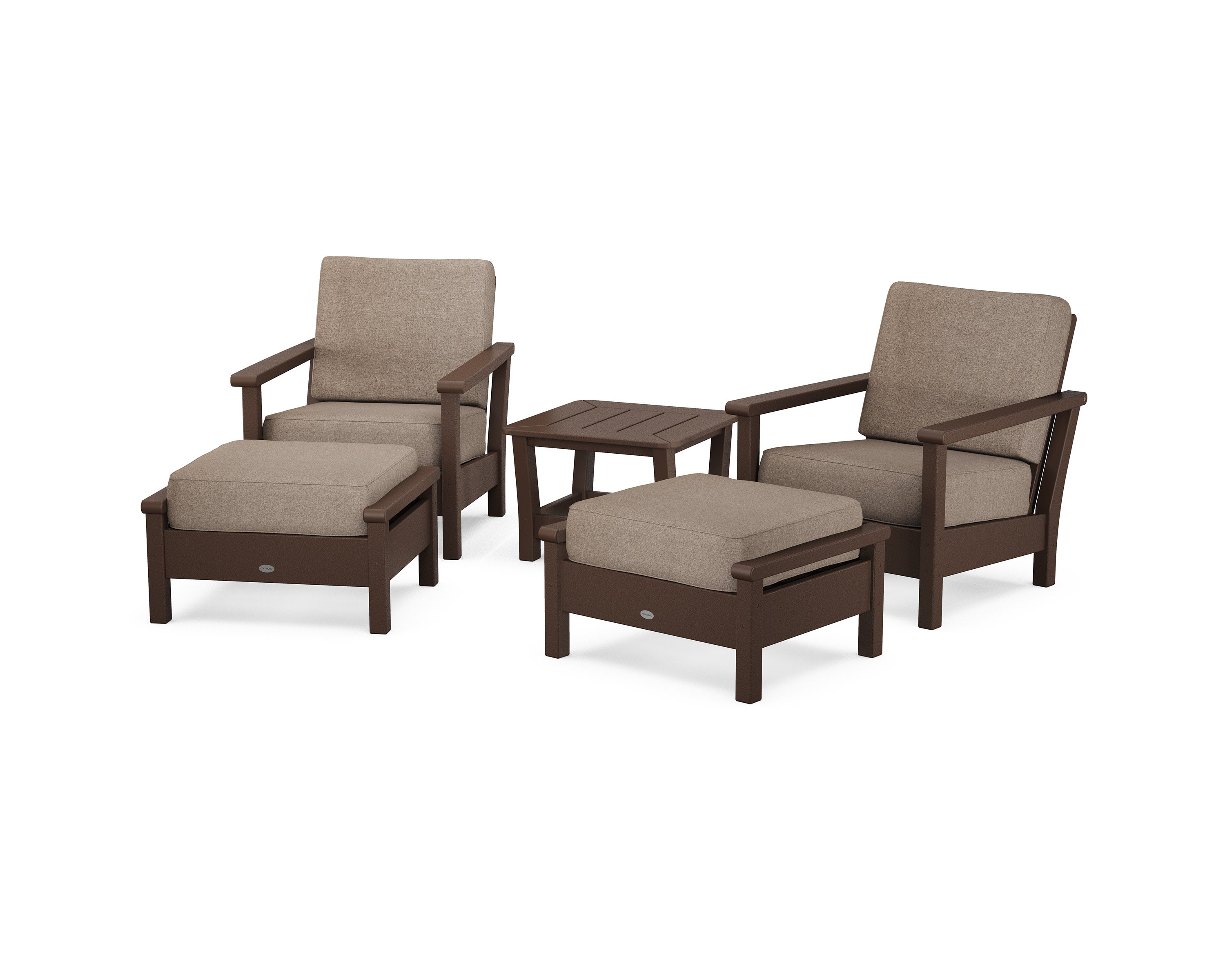 Harbour 5-Piece Deep Seating Chair Set in Mahogany / Spiced Burlap