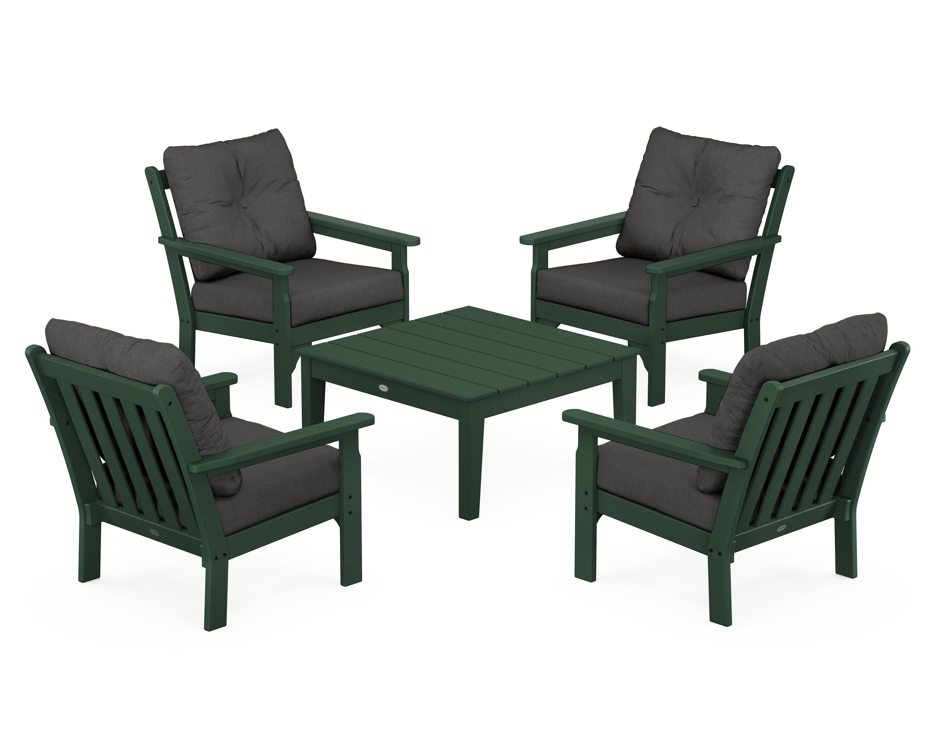 Vineyard 5-Piece Deep Seating Conversation Set in Green / Spectrum Carbon