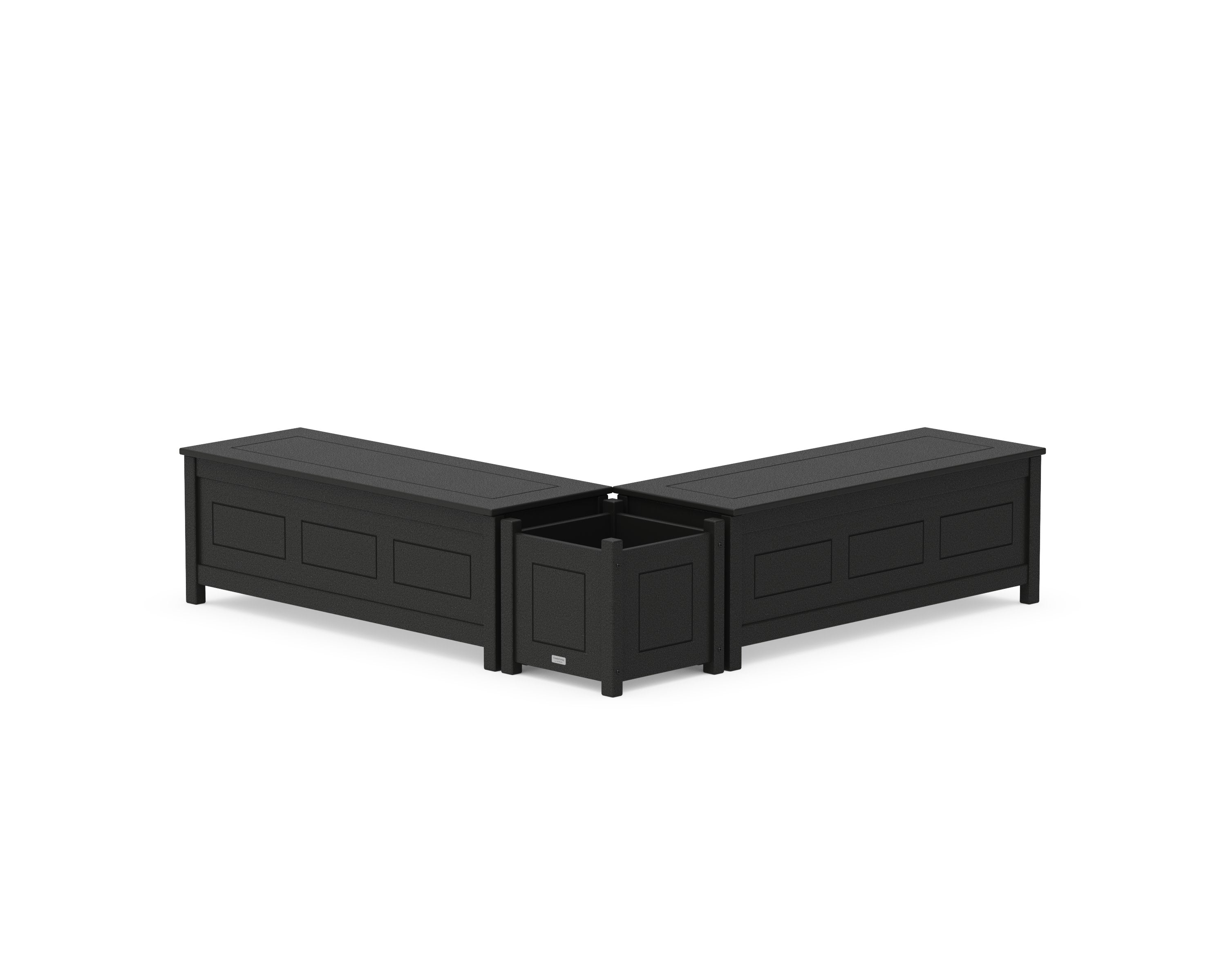 48" Country Living L- Shaped Planter Storage Bench Set in Black