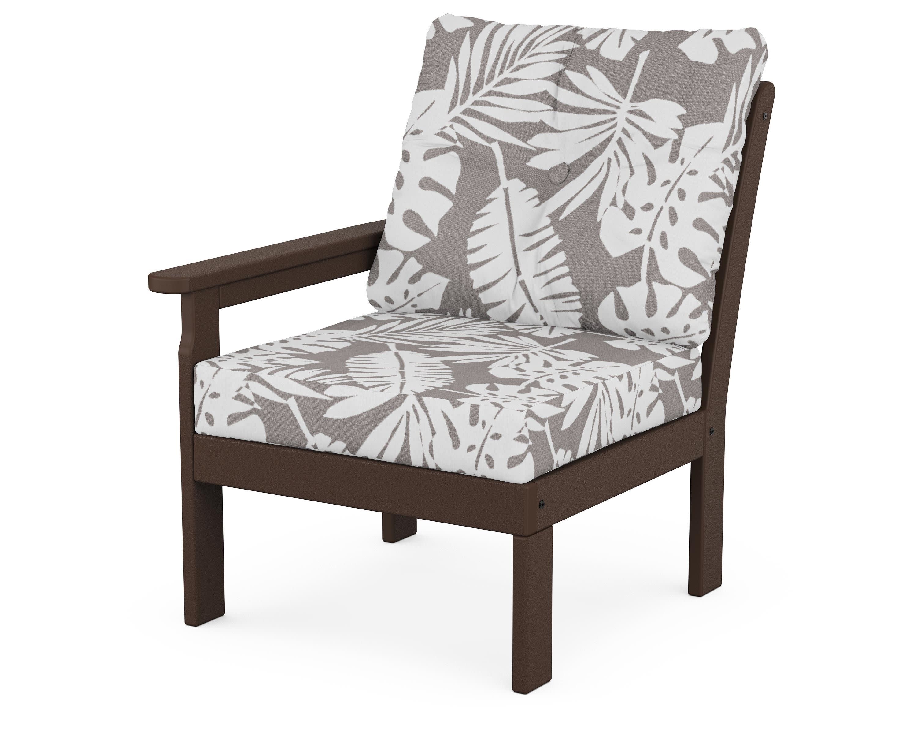 Vineyard Modular Left Arm Chair in Mahogany / Leaf Grey Mist
