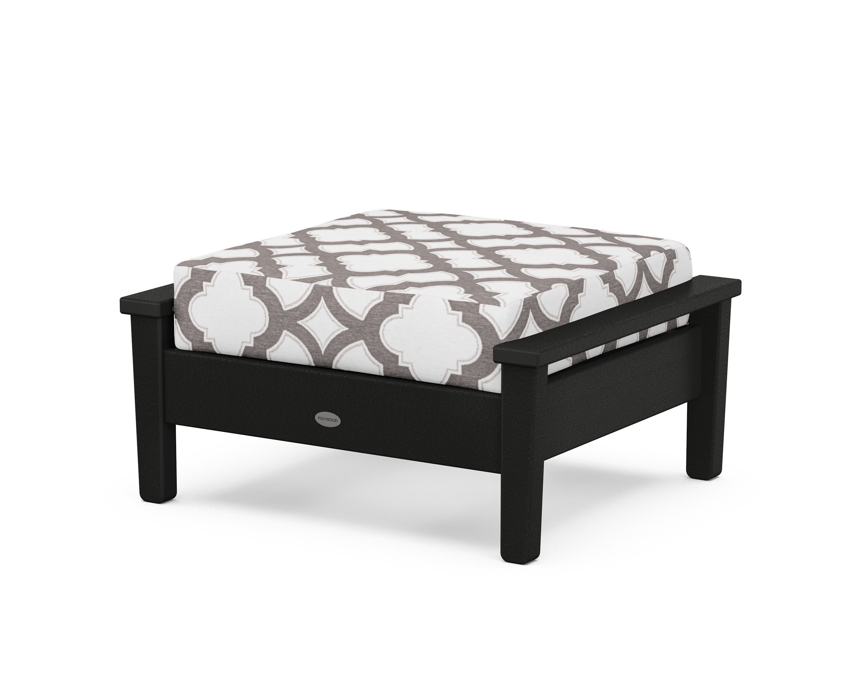 Prescott Deep Seating Ottoman in Black / Trellis Grey Mist