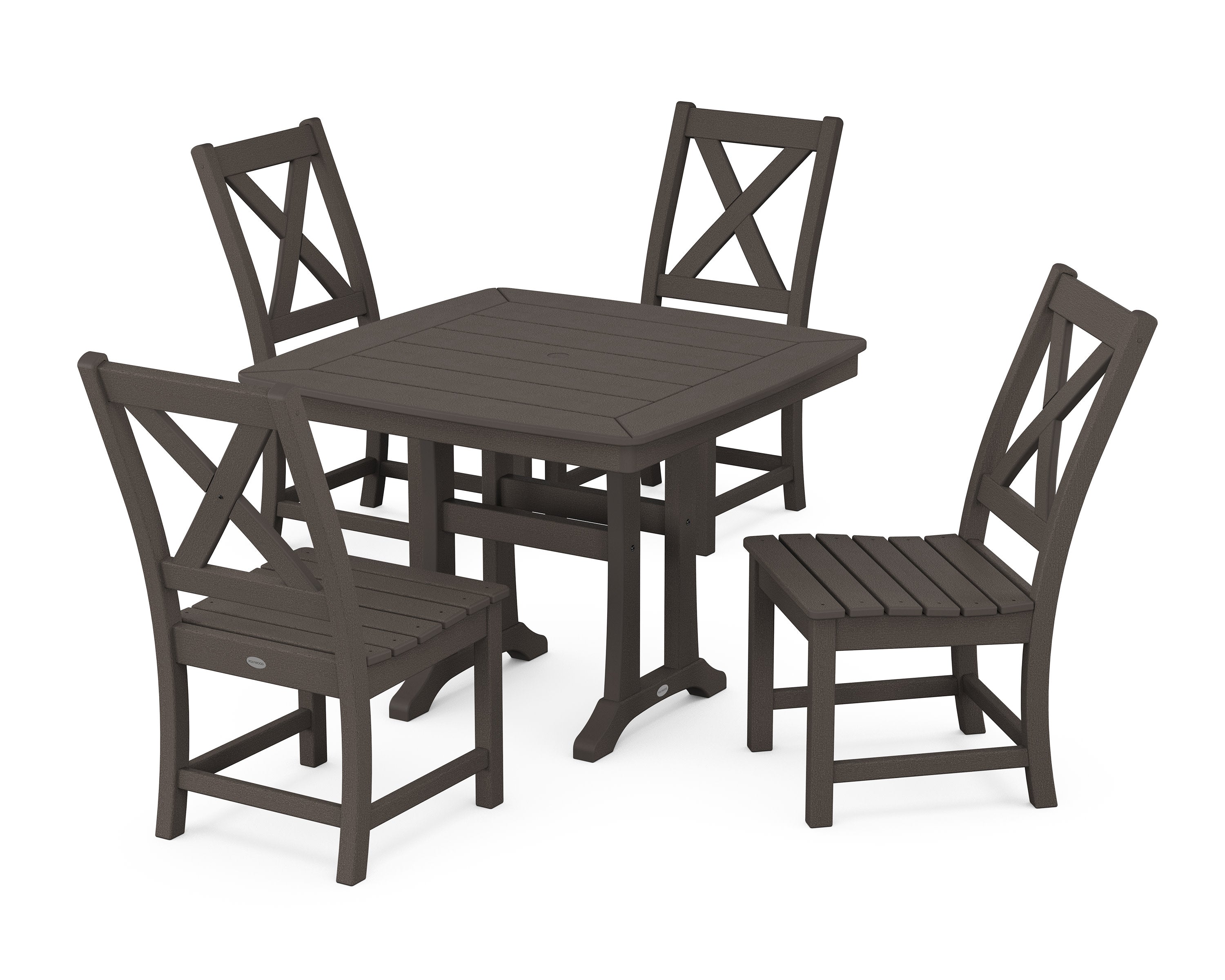 Braxton Side Chair 5-Piece Dining Set with Trestle Legs in Vintage Coffee