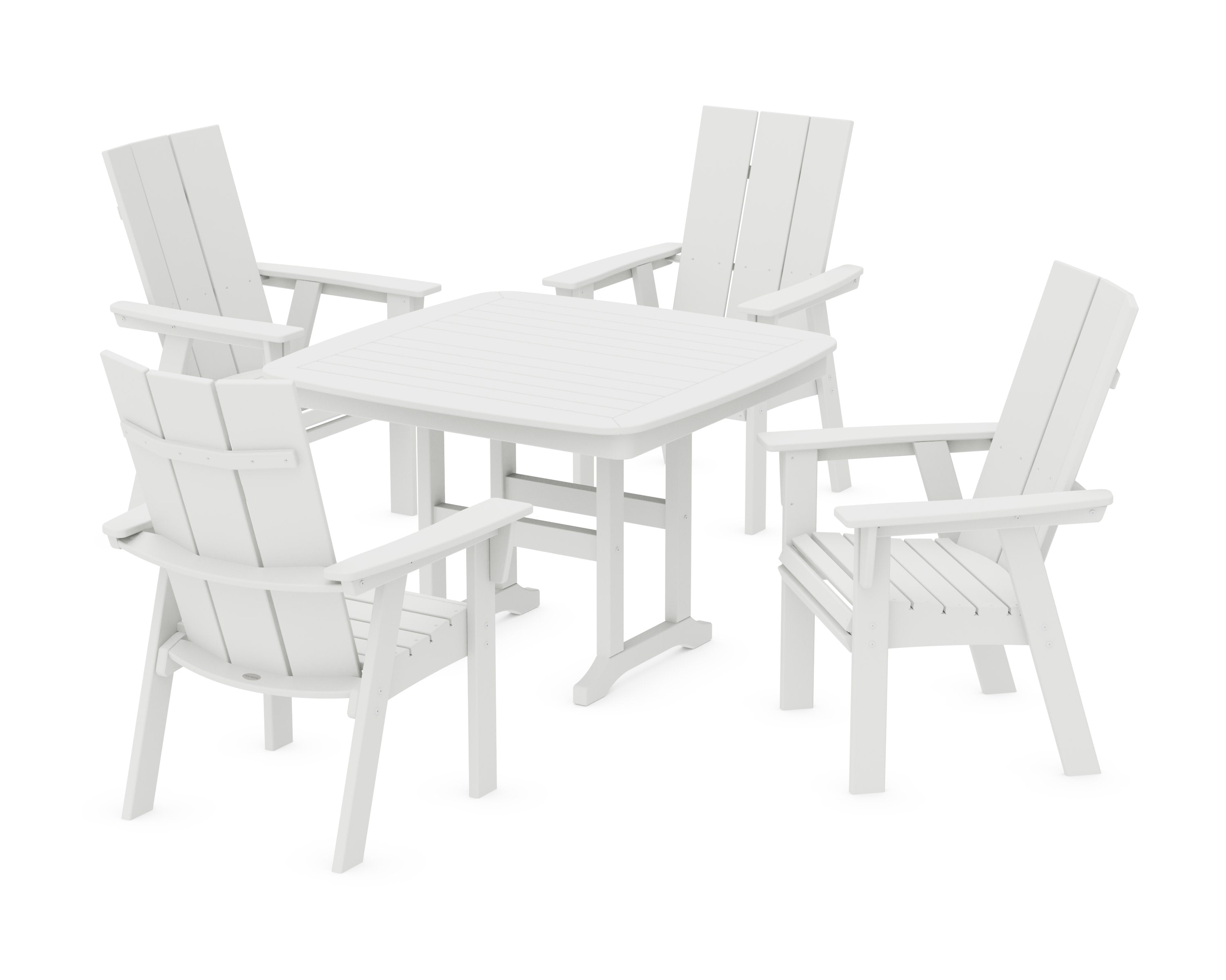 Modern Curveback Adirondack 5-Piece Dining Set in White