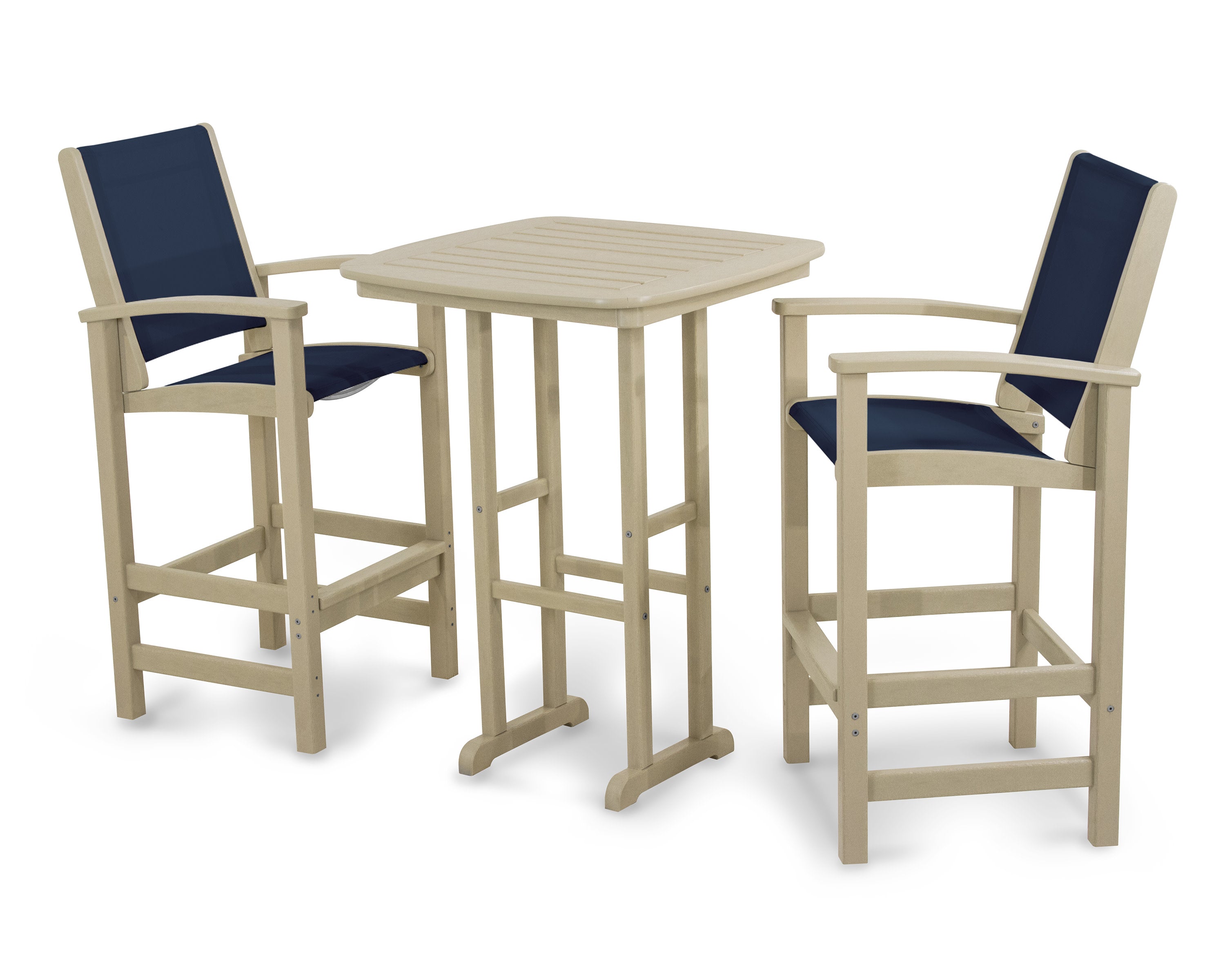 Coastal 3-Piece Bar Set in Sand / Navy Blue Sling
