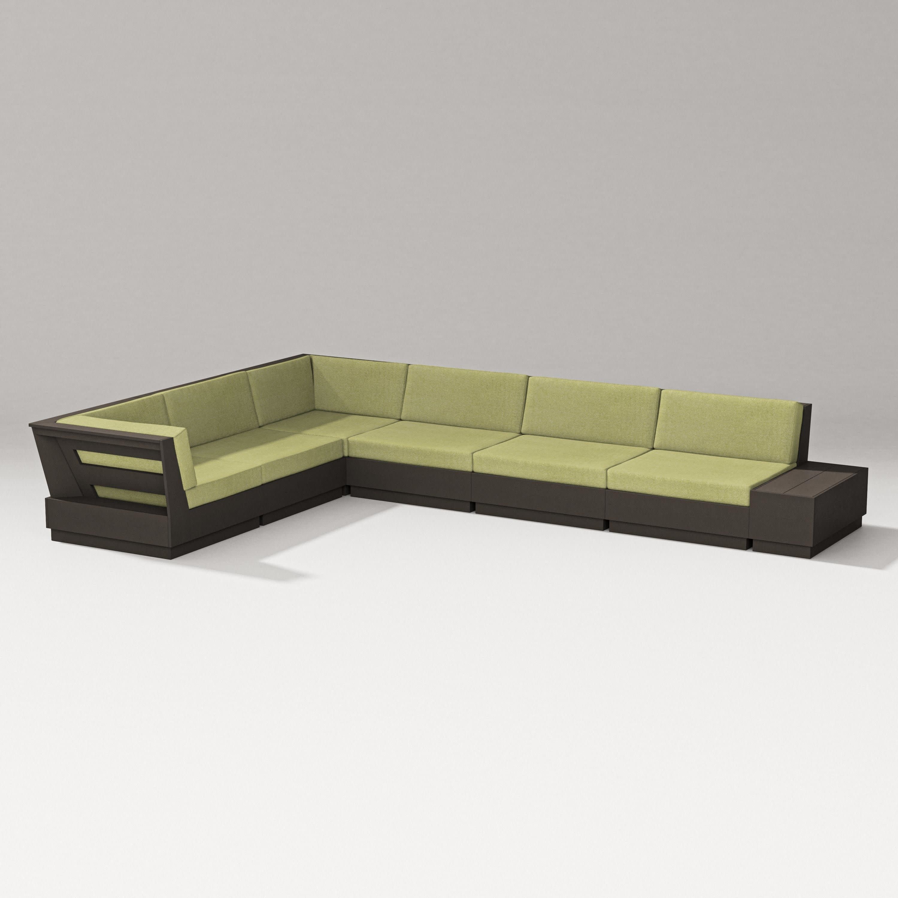 Elevate 7-Piece Corner Sectional in Vintage Coffee / Chartreuse Boucle