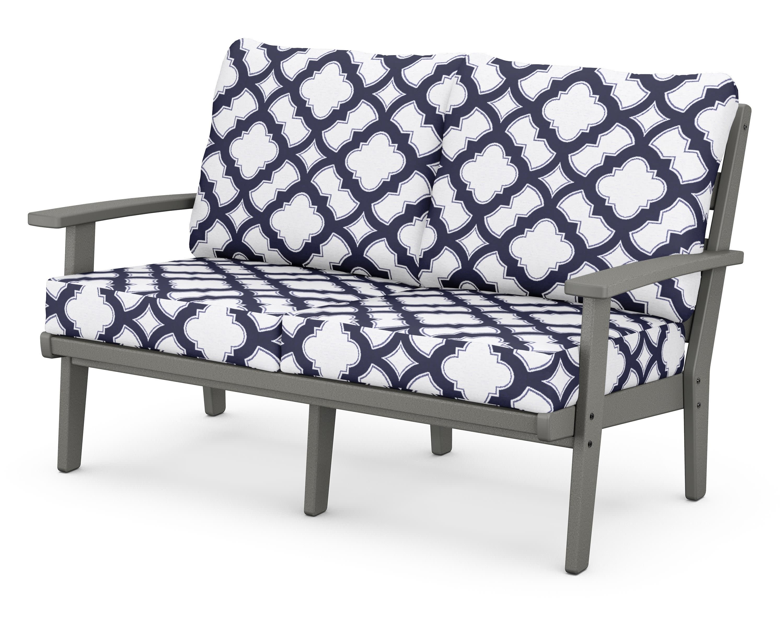 Grant Park Deep Seating Loveseat in Slate Grey / Trellis Navy