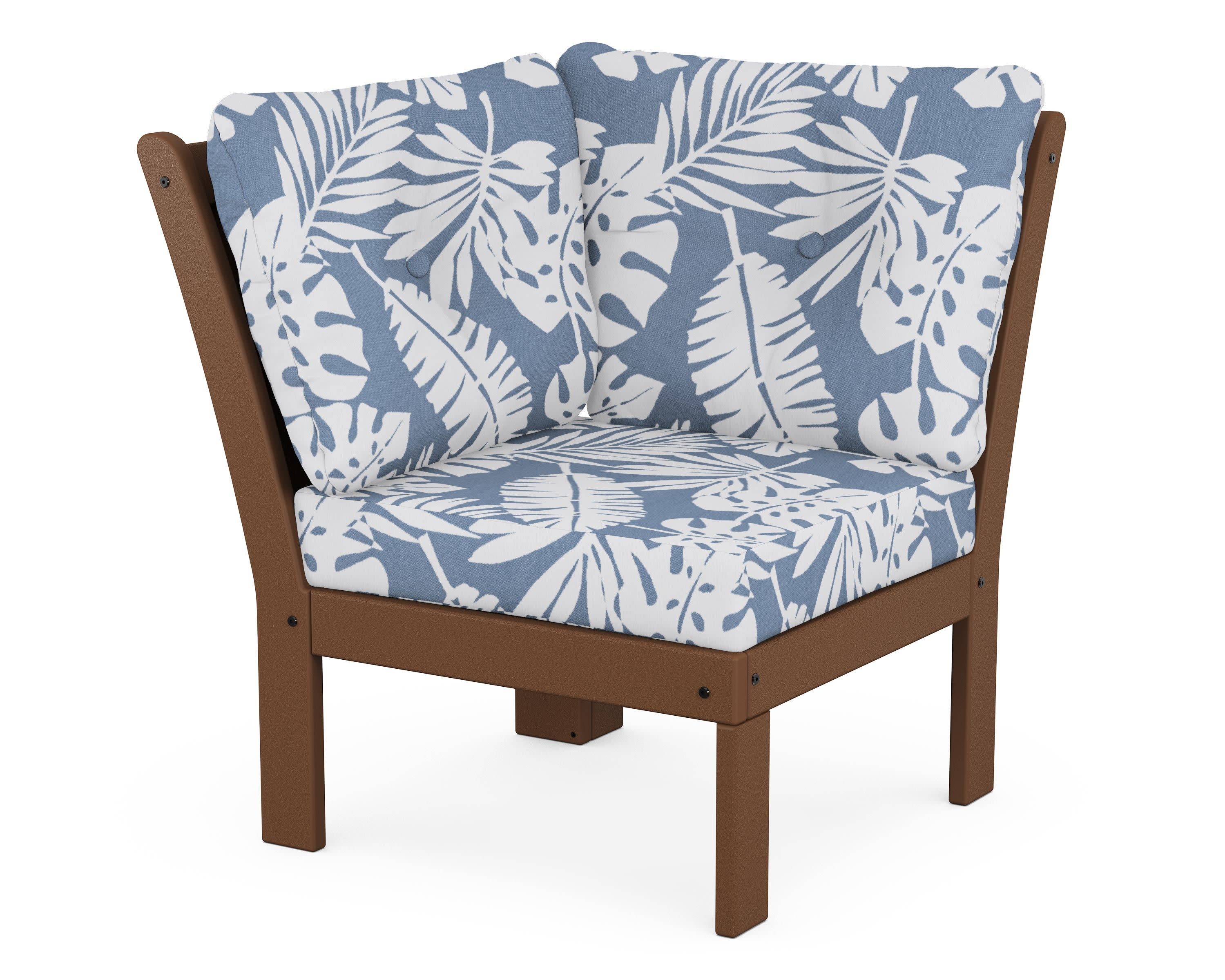Vineyard Modular Corner Chair in Teak / Leaf Sky Blue