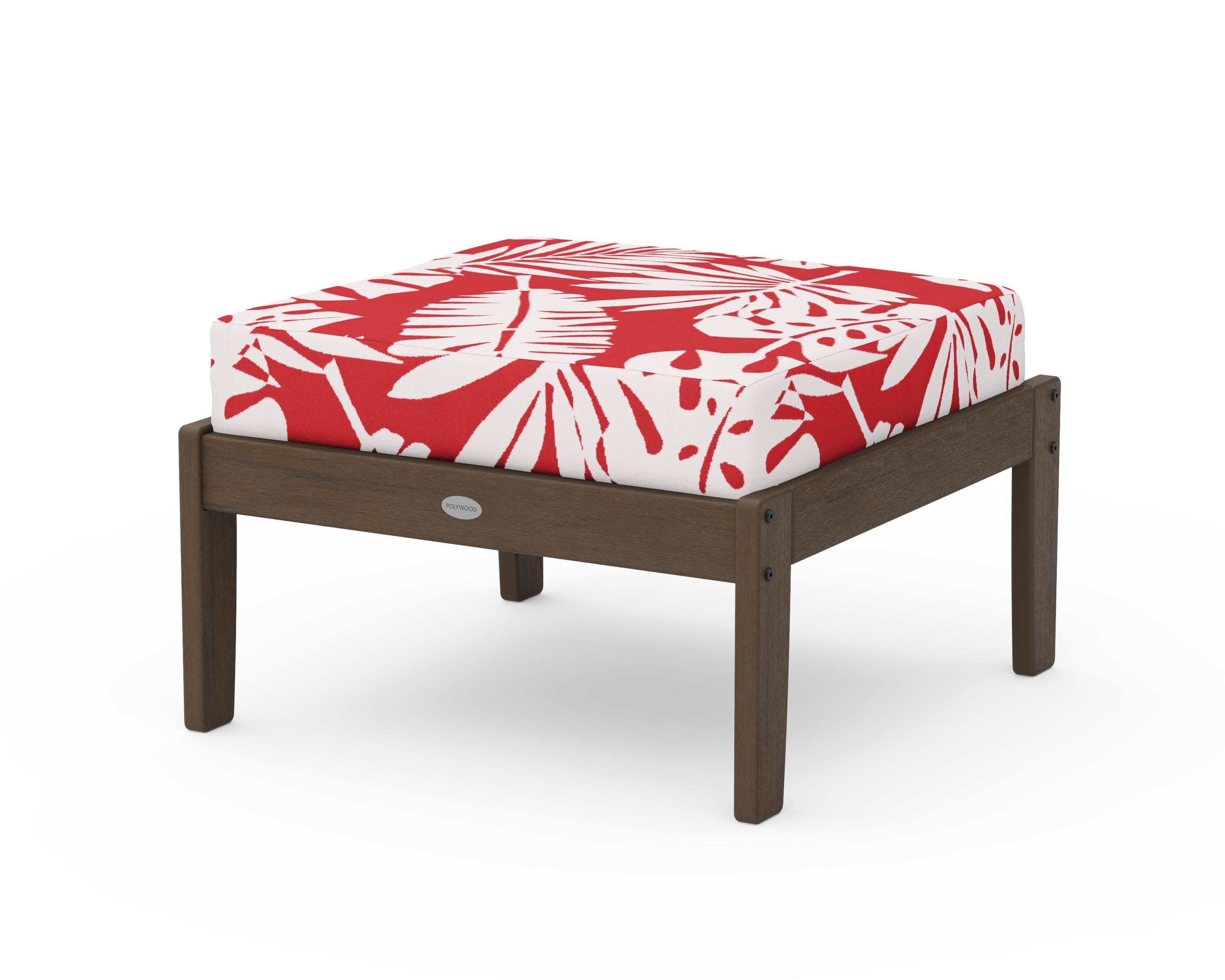 Braxton Deep Seating Ottoman in Kona / Leaf Crimson