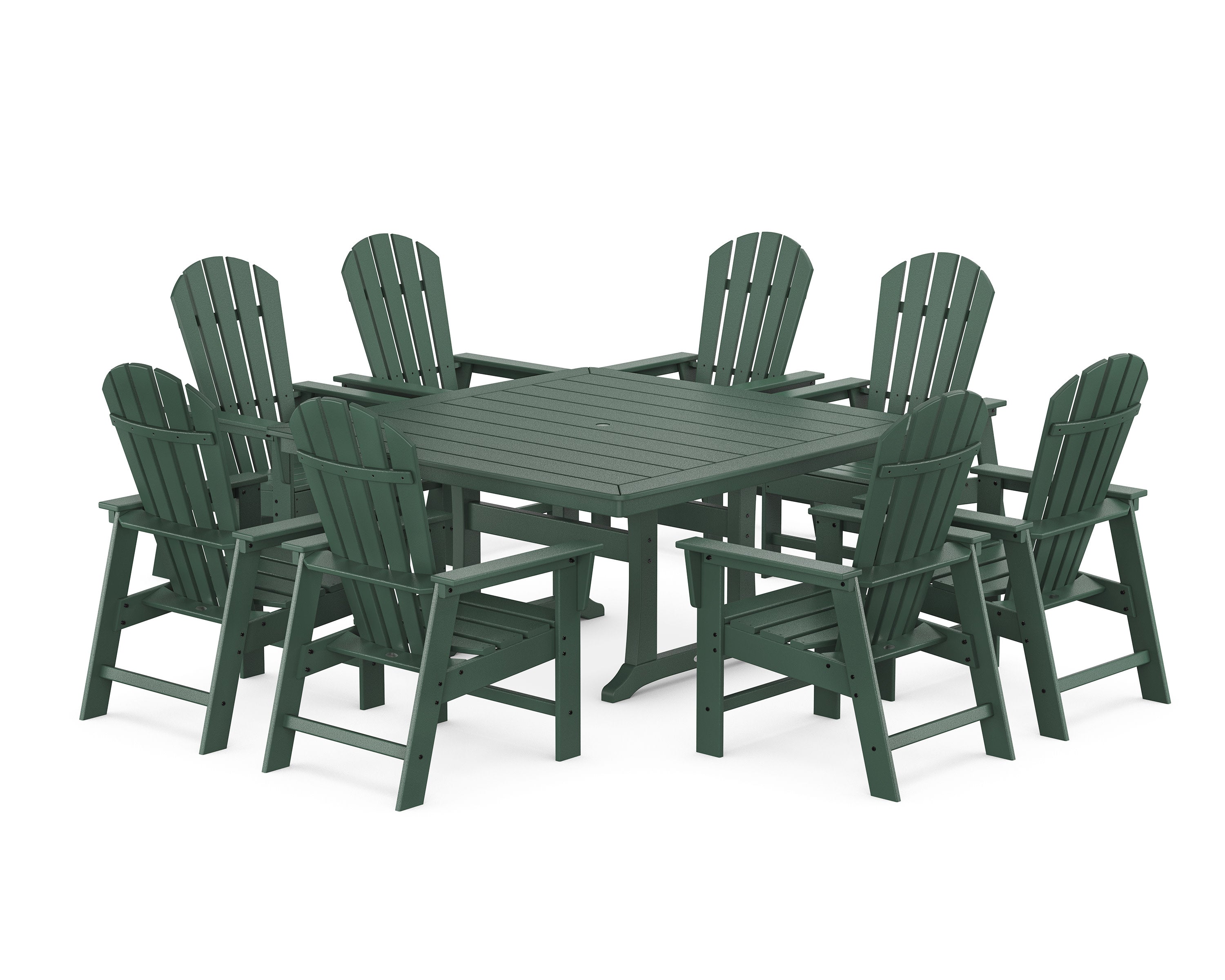 South Beach 9-Piece Square Dining Set with Trestle Legs in Green