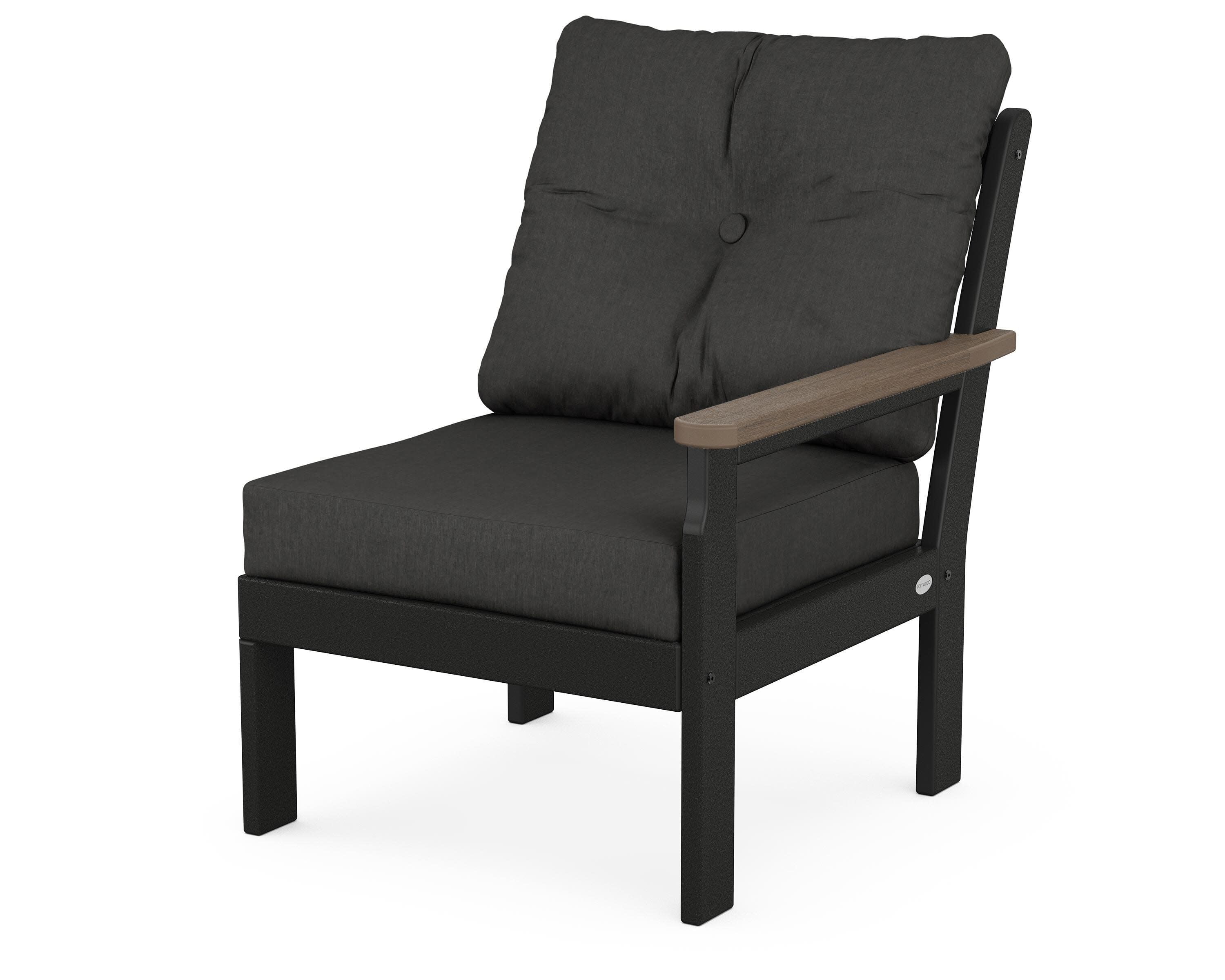 Vineyard Modular Right Arm Chair in Black / Kona / Spectrum Carbon