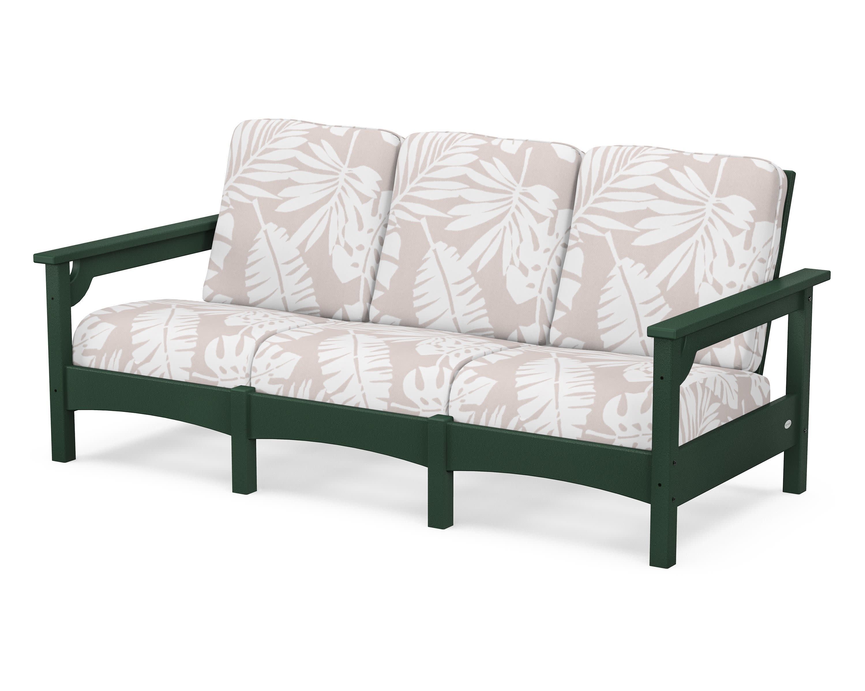 Club Sofa in Green / Leaf Dune Burlap