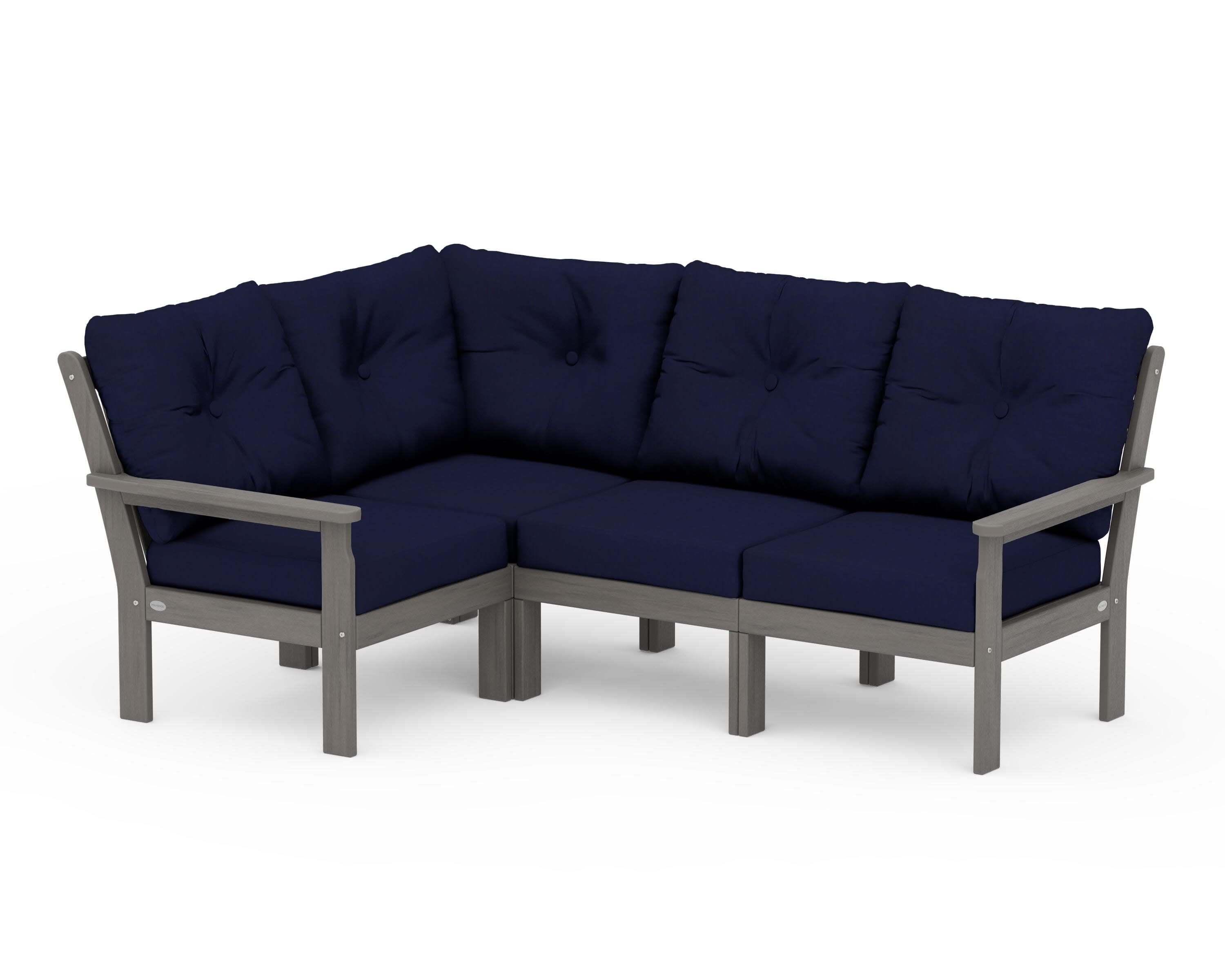 Vineyard 4-Piece Sectional in Driftwood / Navy
