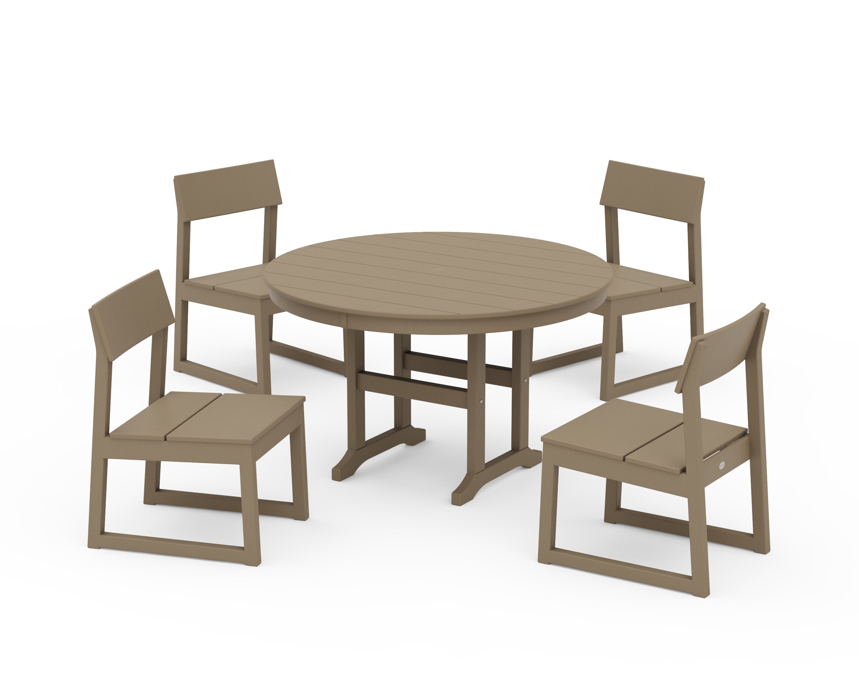 EDGE Side Chair 5-Piece Round Farmhouse Dining Set in Vintage Sahara