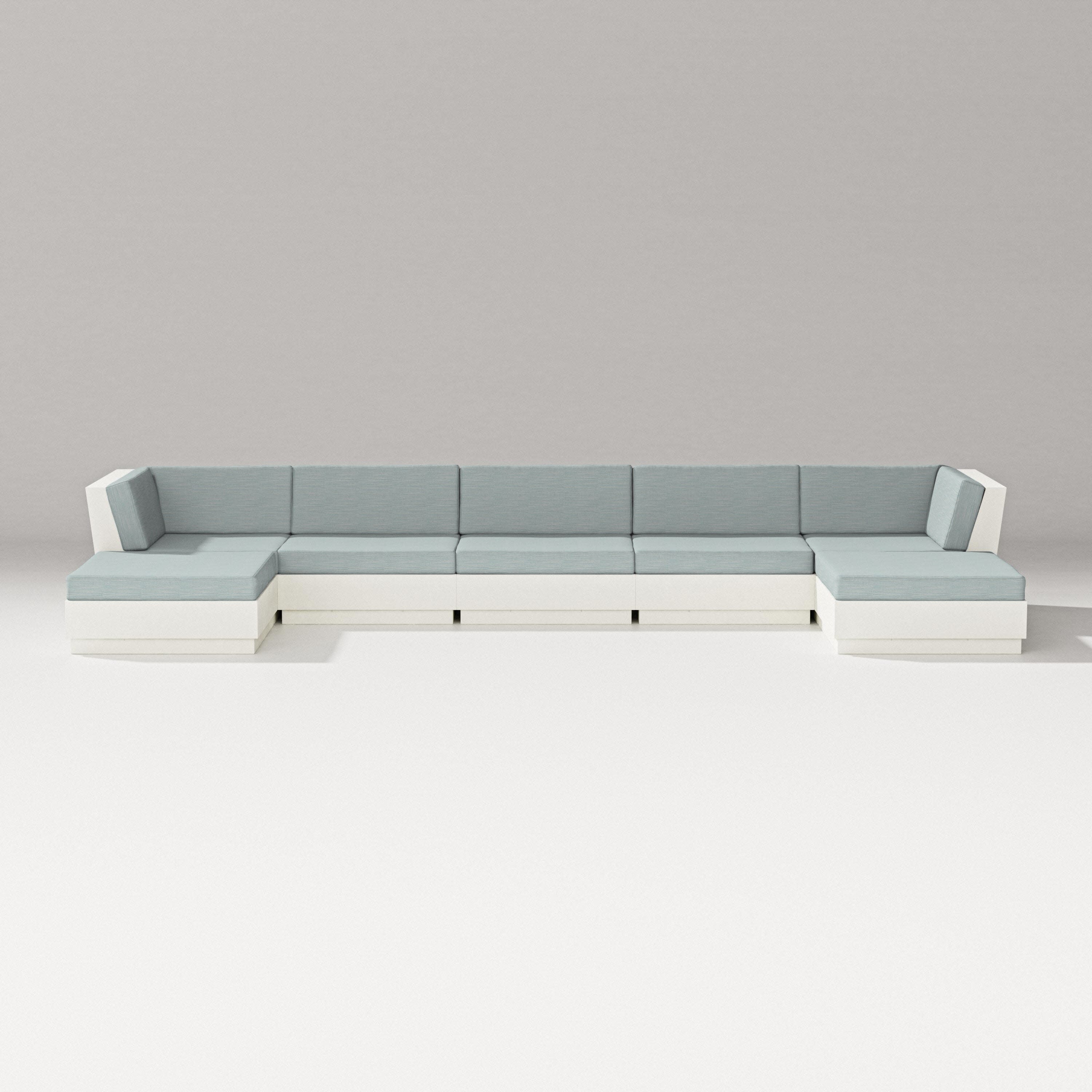 Elevate 7-Piece Double Chaise Sectional in Vintage White / Soothe Mist