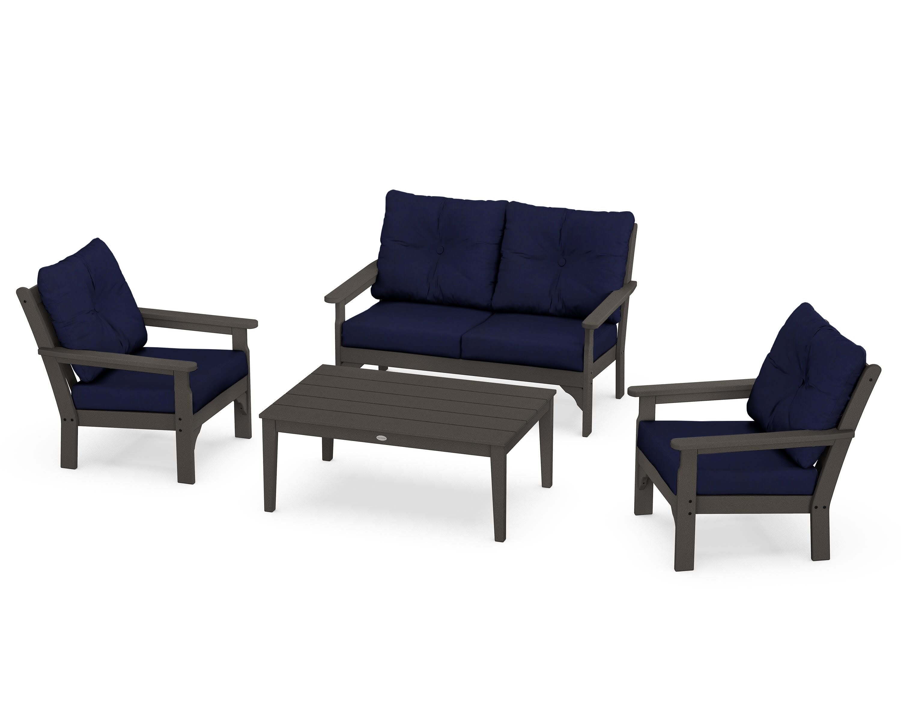 Vineyard 4-Piece Deep Seating Set in Vintage Coffee / Navy