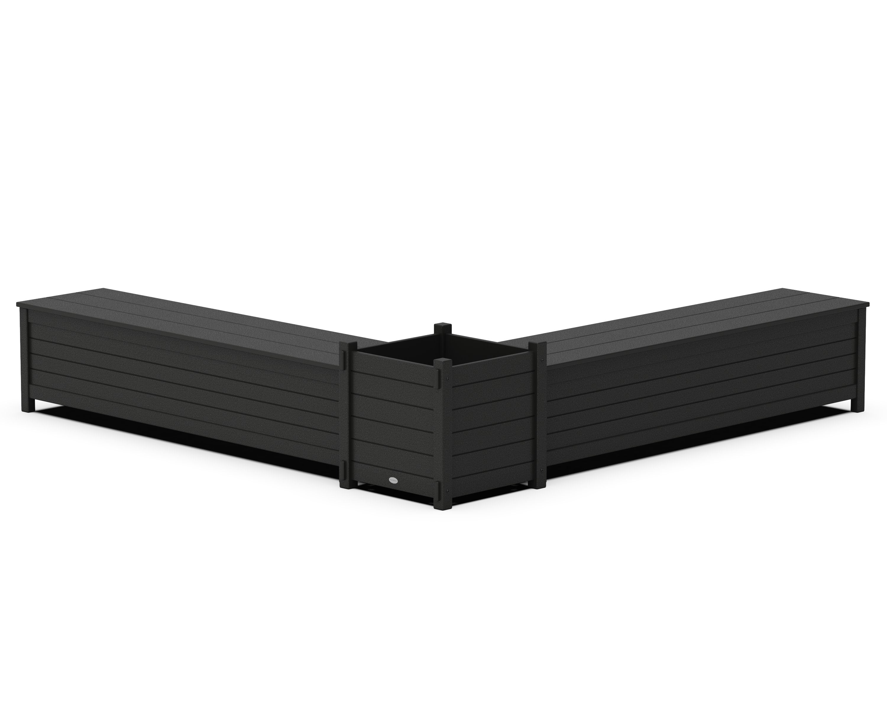 72" Nautical L- Shaped Planter Storage Bench Set- Large in Black