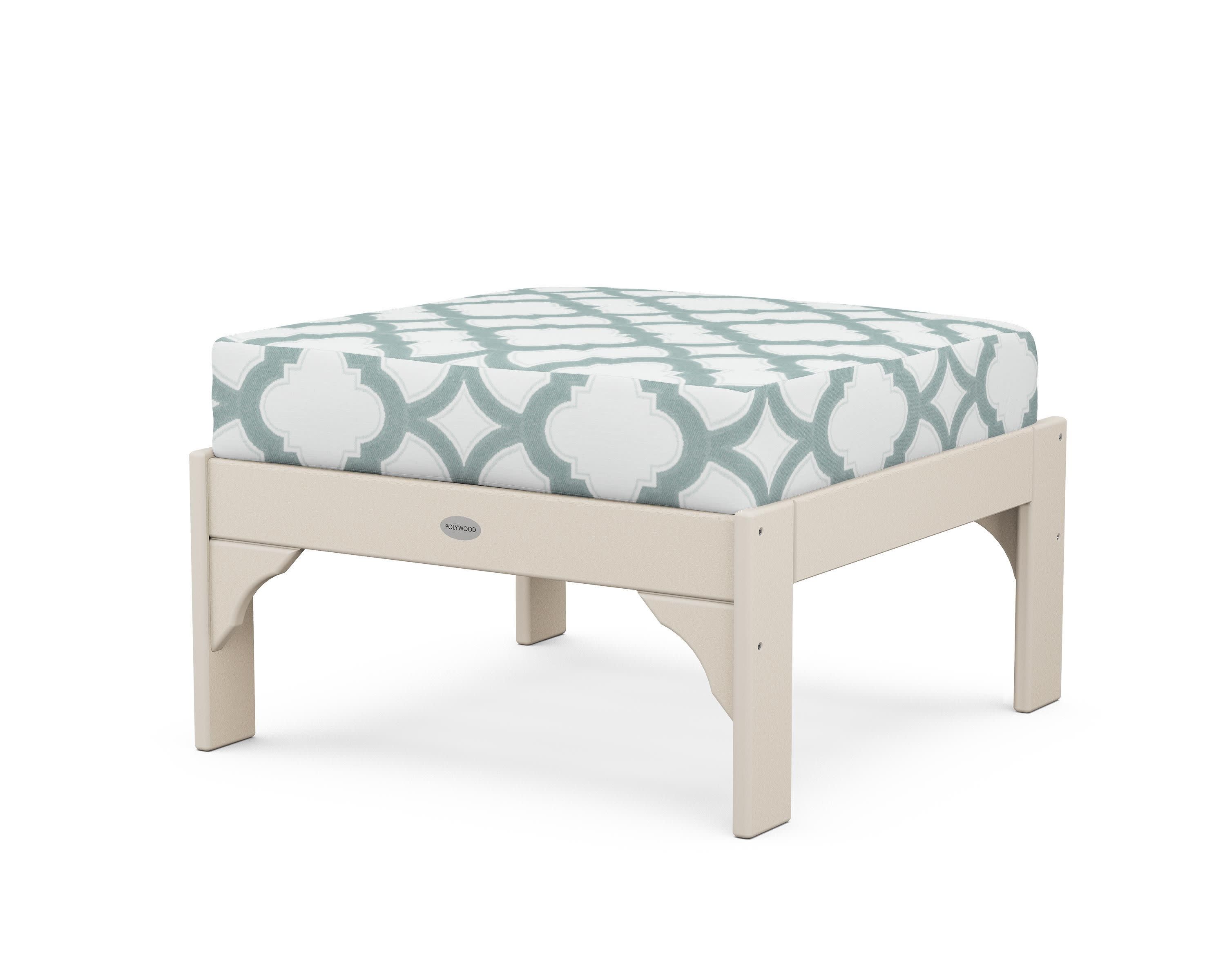 Vineyard Deep Seating Ottoman in Sand / Trellis Glacier Spa