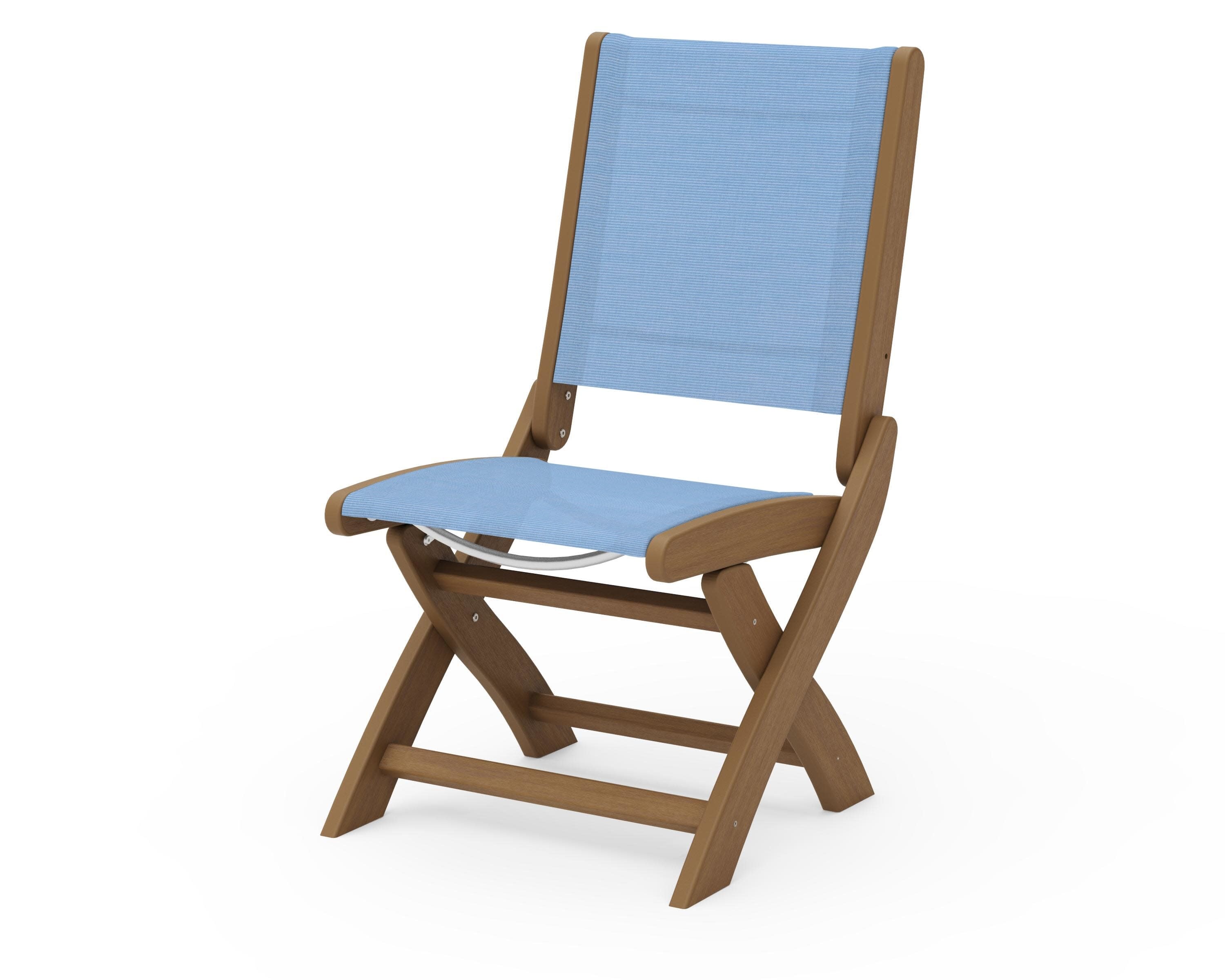Coastal Folding Side Chair in Natural / Poolside Sling