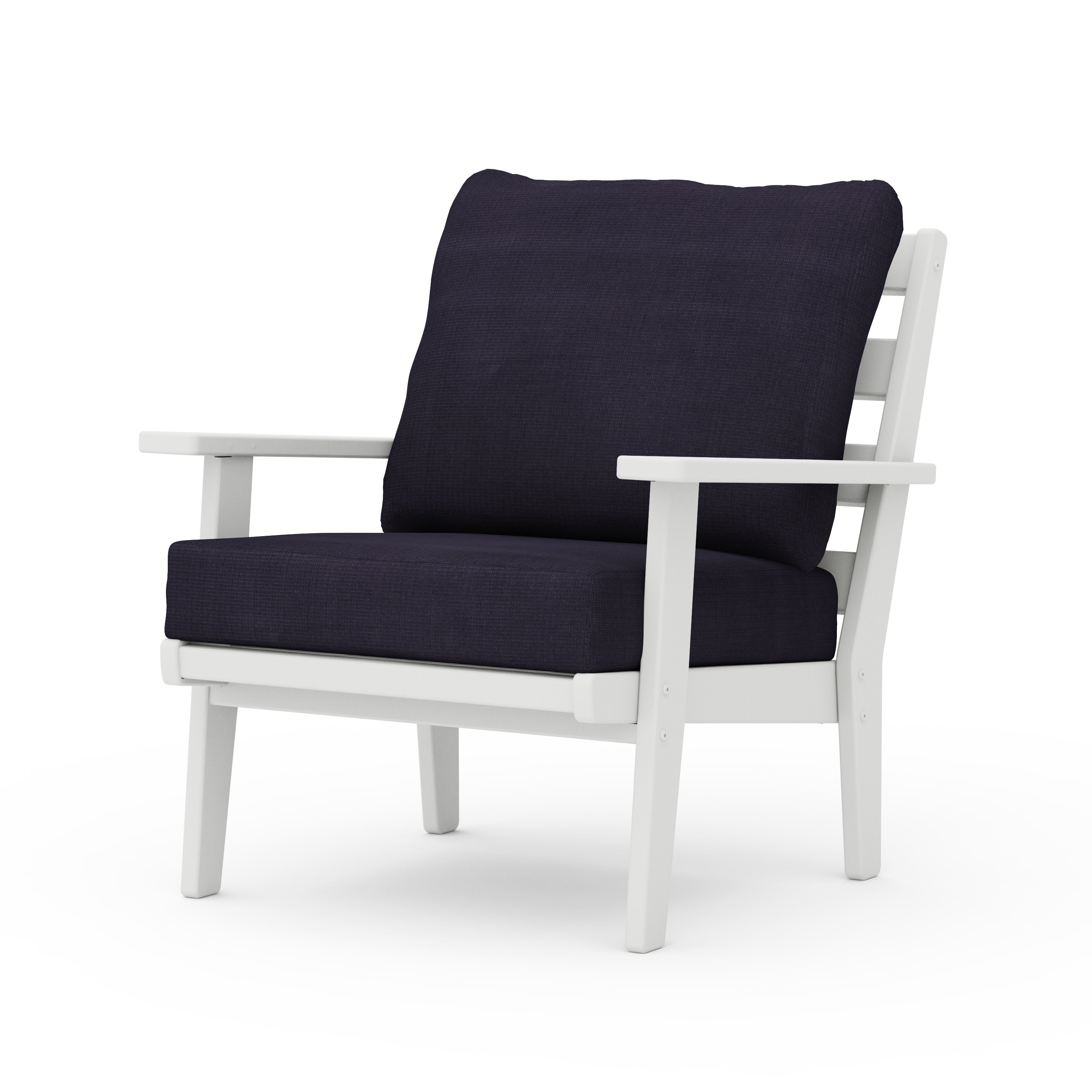 Grant Park Deep Seating Chair in White / Navy Linen