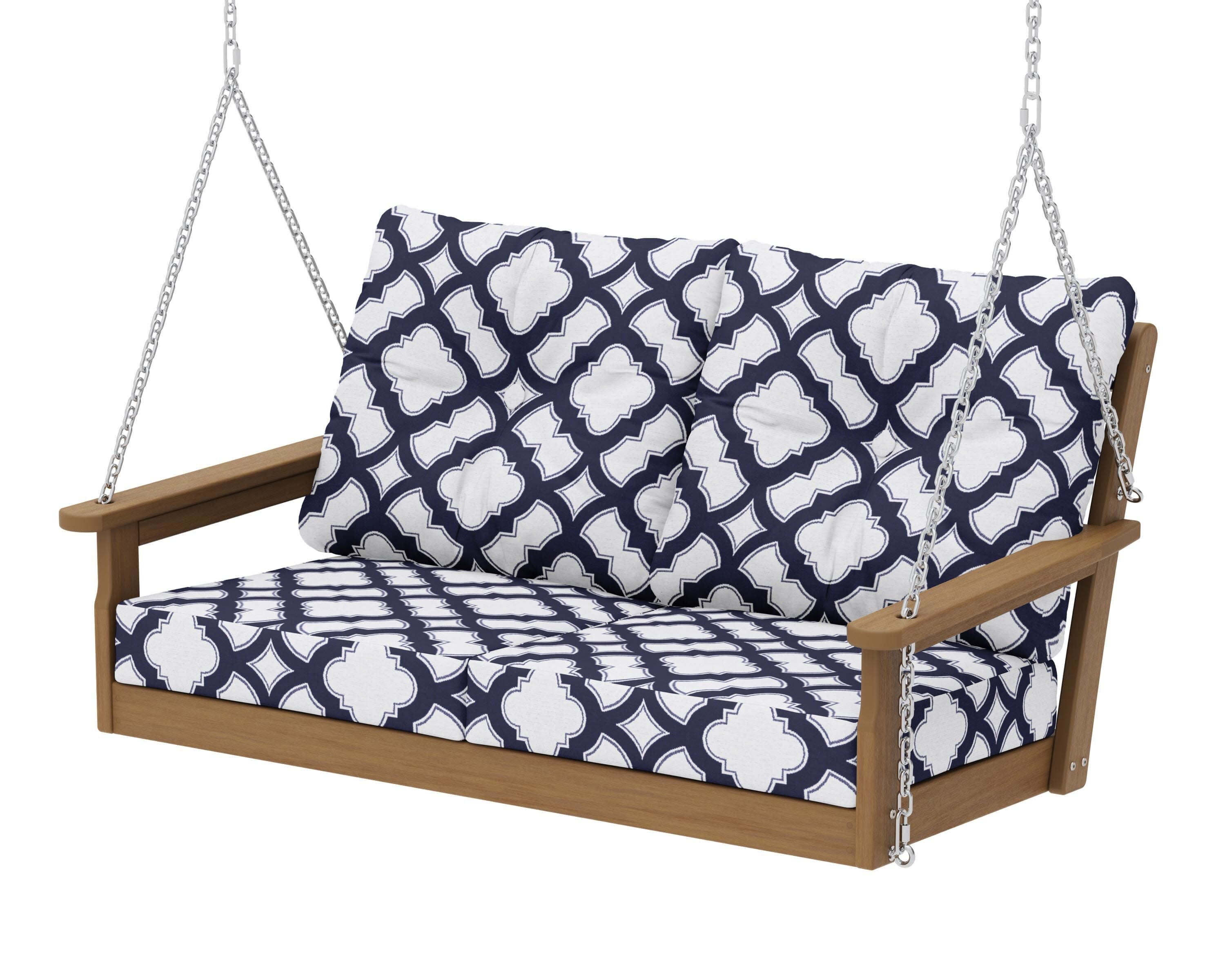 Vineyard Deep Seating Swing in Natural / Trellis Navy