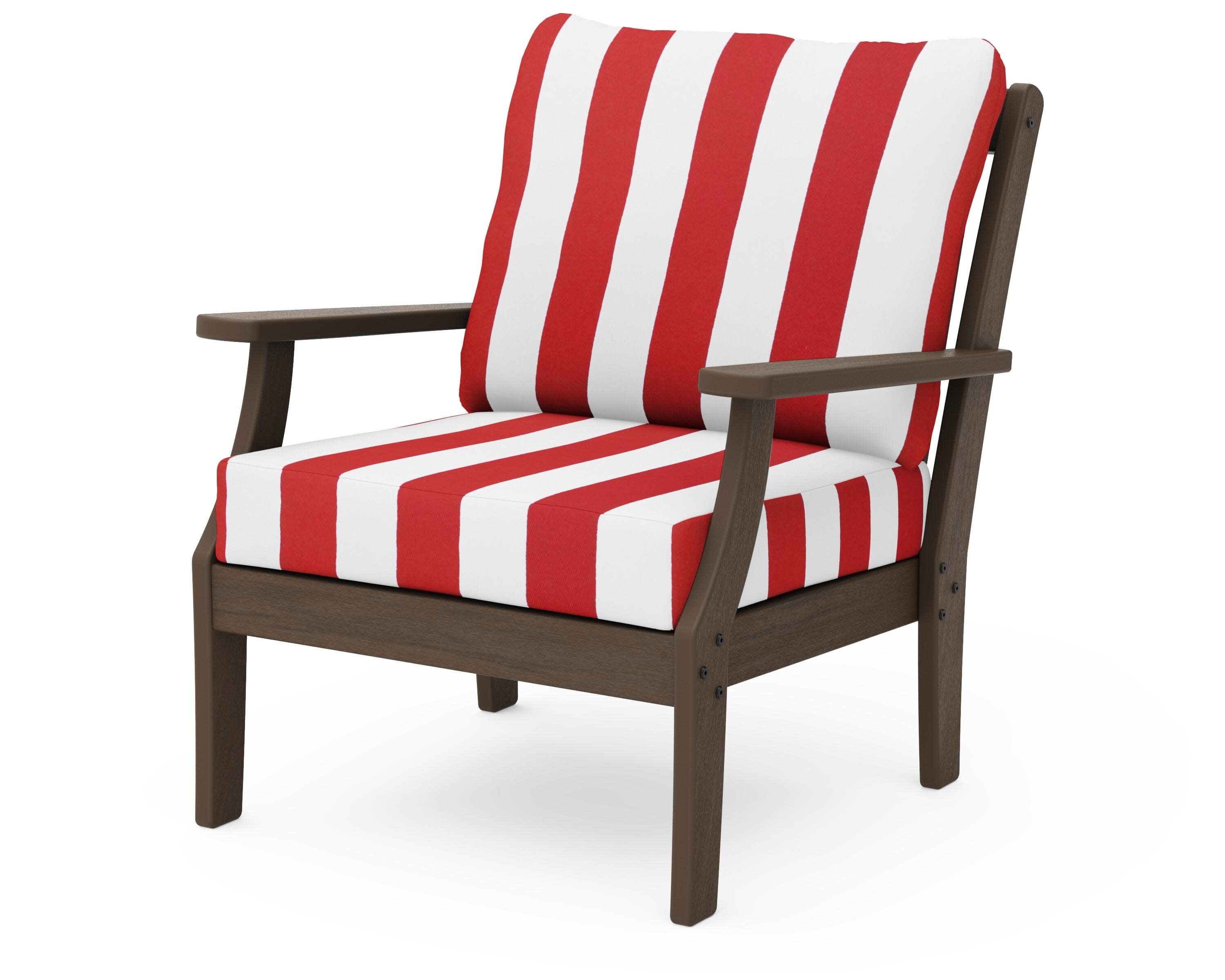Braxton Deep Seating Chair in Kona / Cabana Stripe Crimson