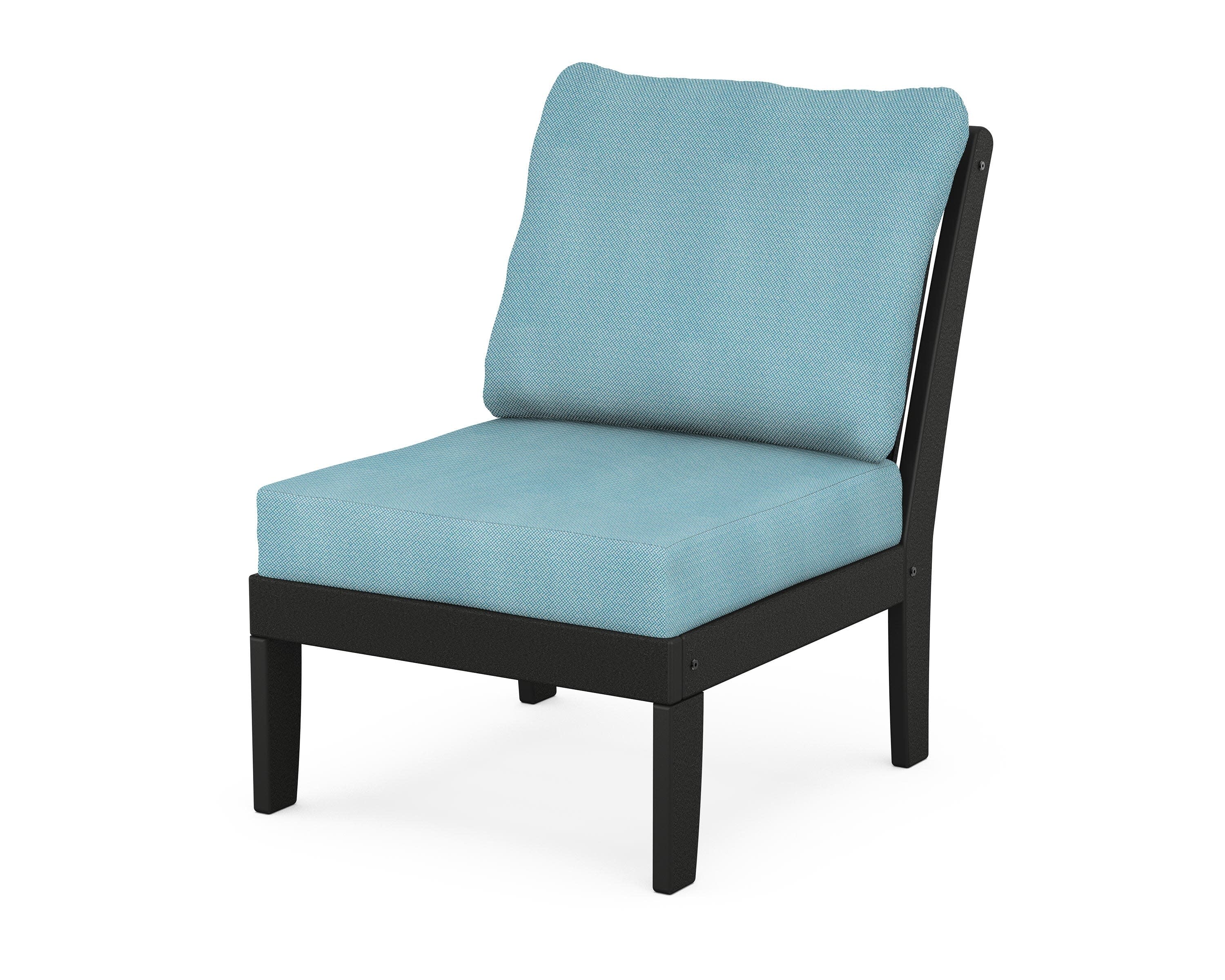 Braxton Modular Armless Chair in Black / Lattice Sky Blue