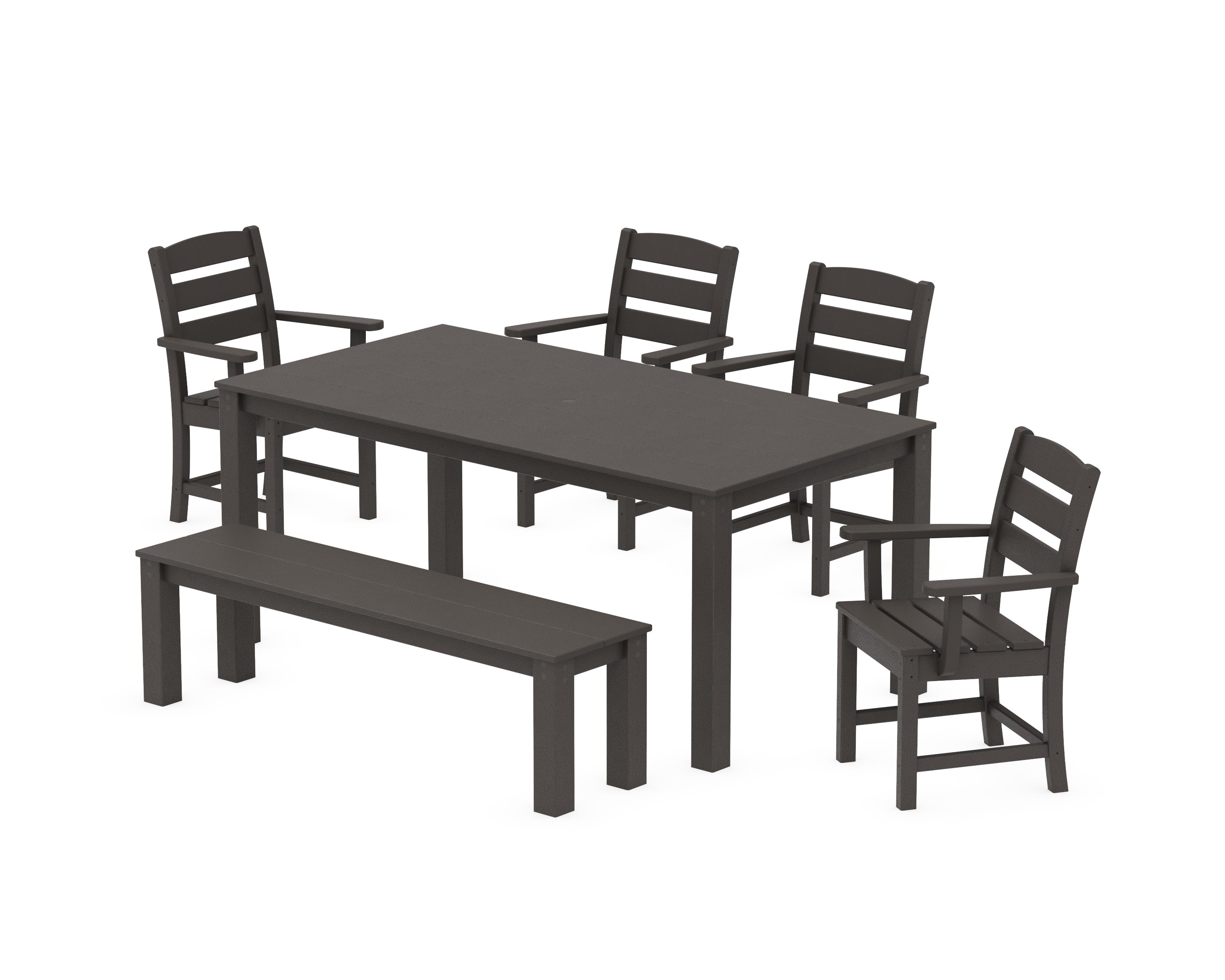 Lakeside 6-Piece Parsons Dining Set with Bench in Vintage Coffee