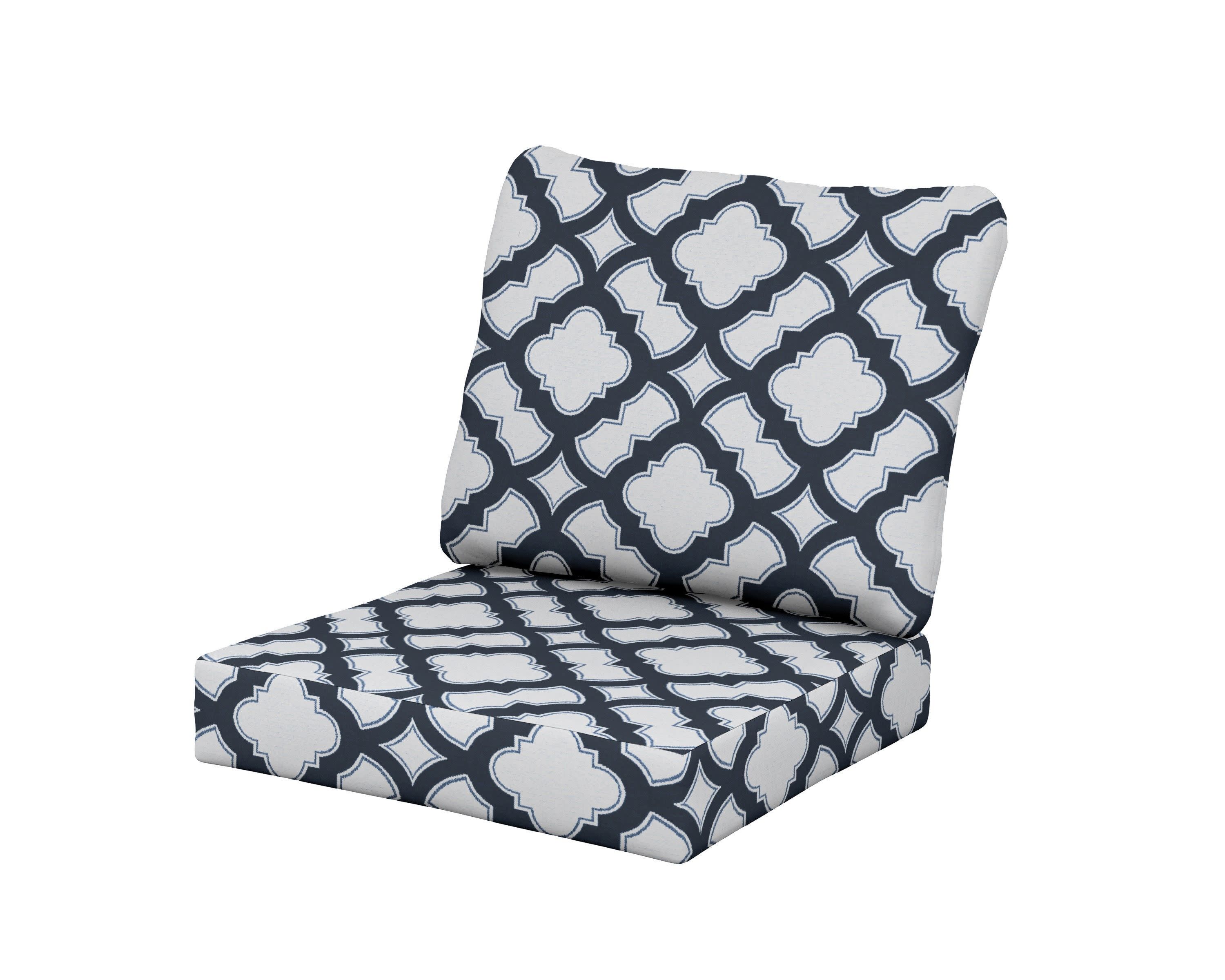 Classics Seat/Back Cushion Set in Trellis Marine Indigo