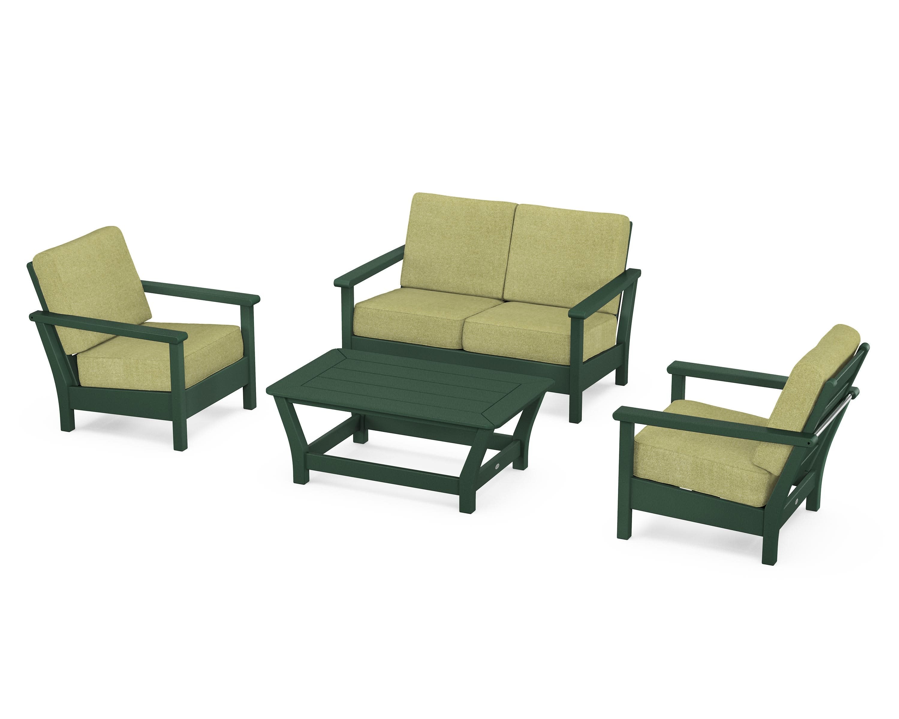 Harbour 4-Piece Deep Seating Set in Green / Chartreuse Boucle