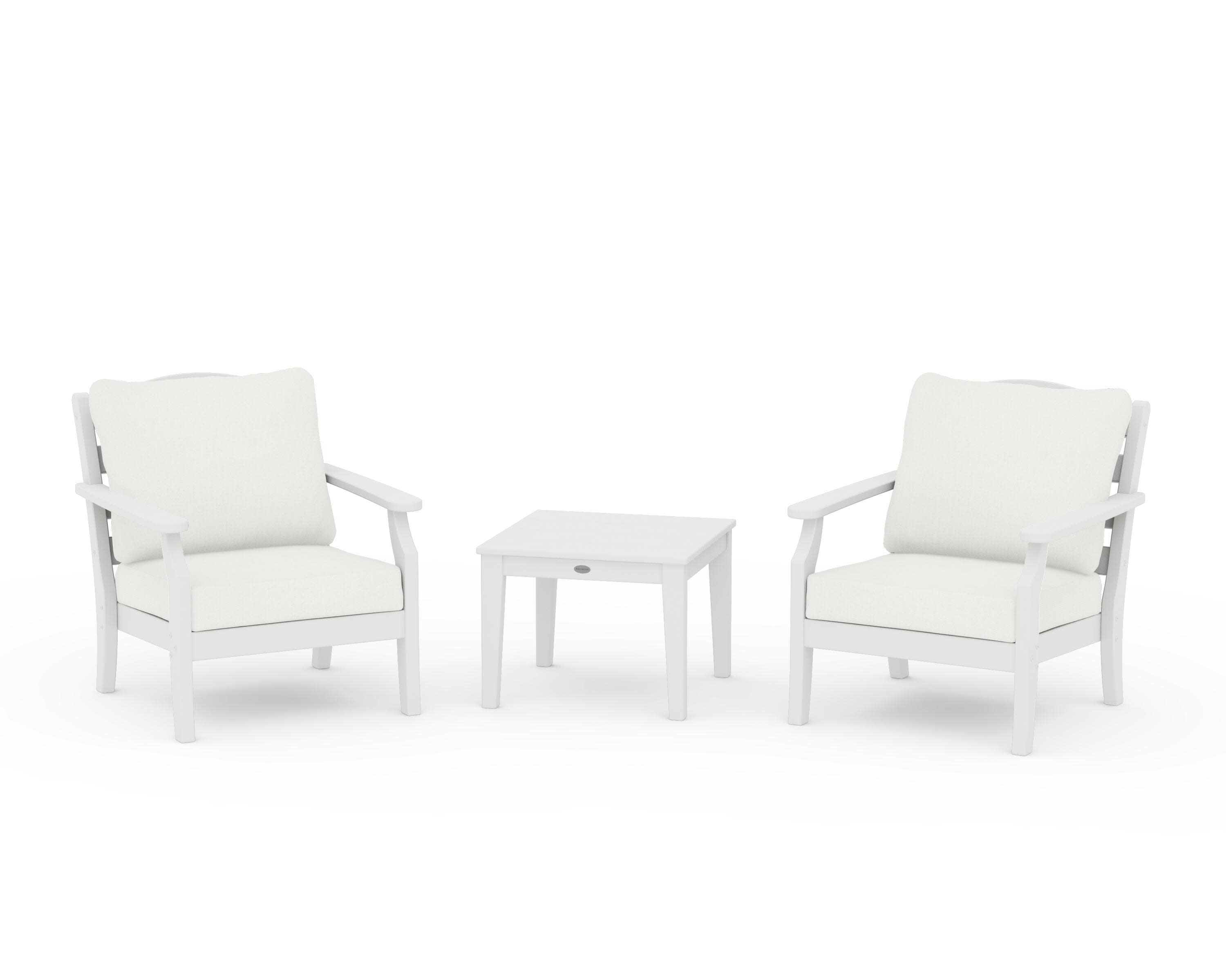 Savannah 3-Piece Deep Seating Set in White / Natural Linen