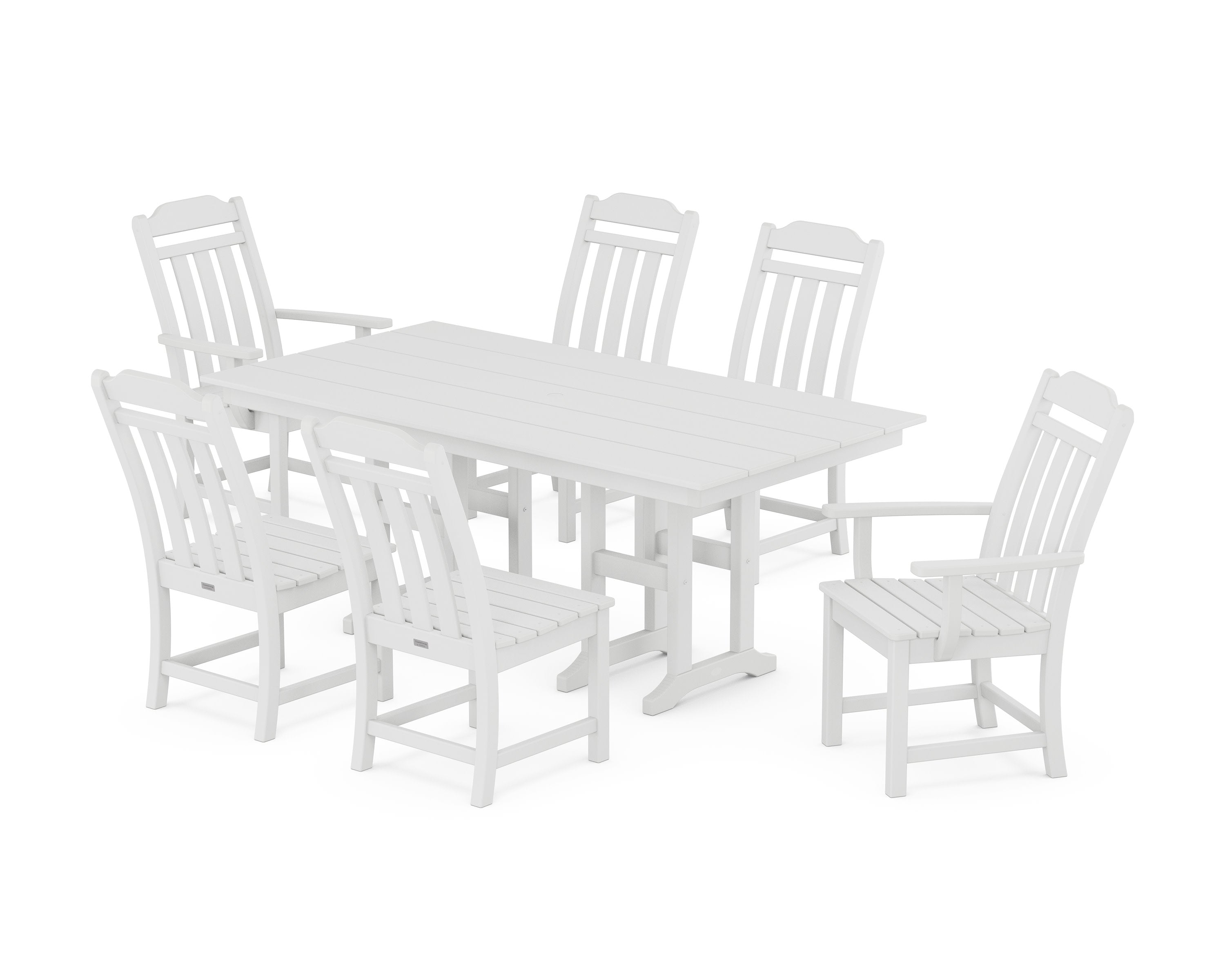 Cottage 7-Piece Farmhouse Dining Set in White