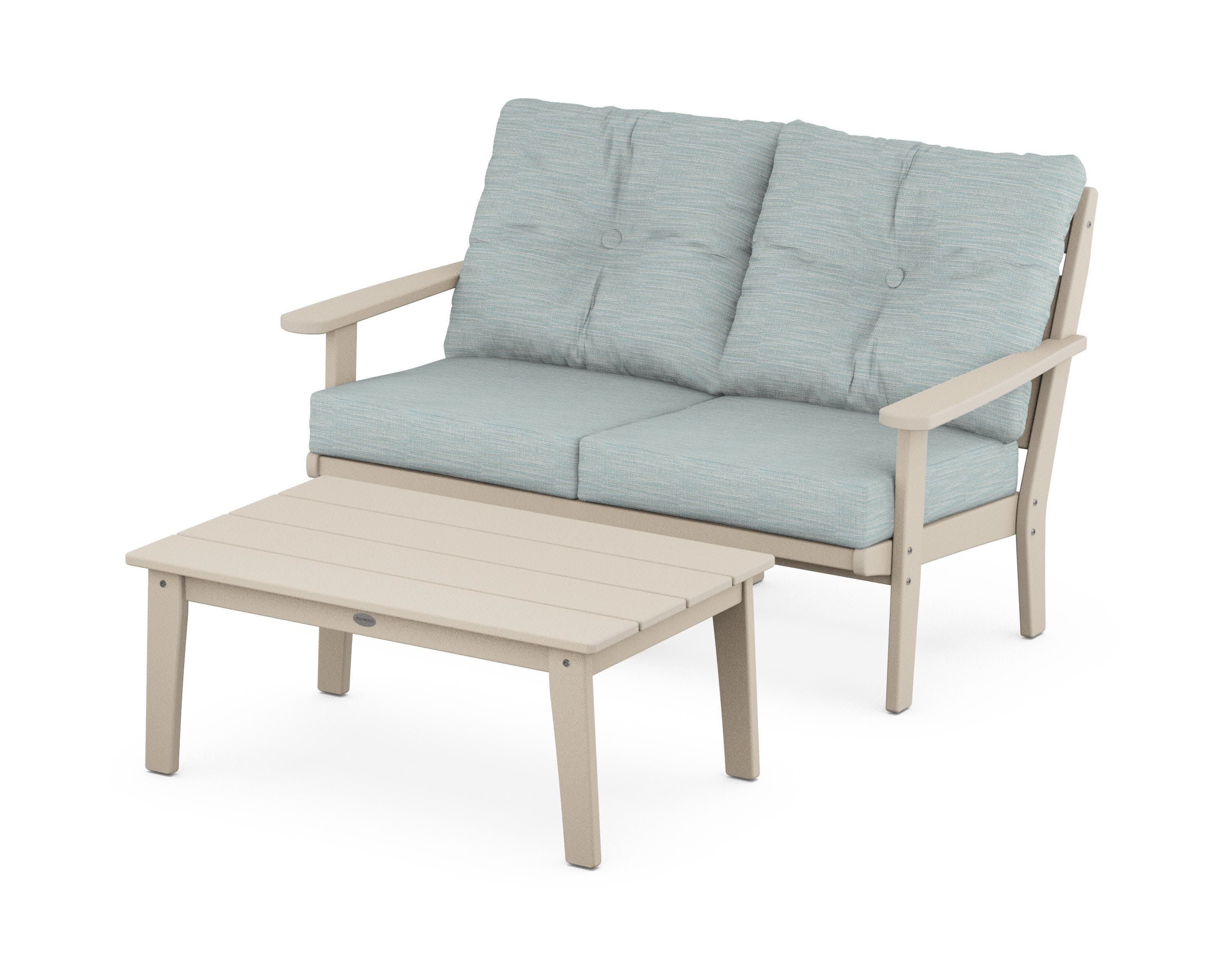Lakeside 2-Piece Lounge Loveseat Set in Sand / Soothe Mist