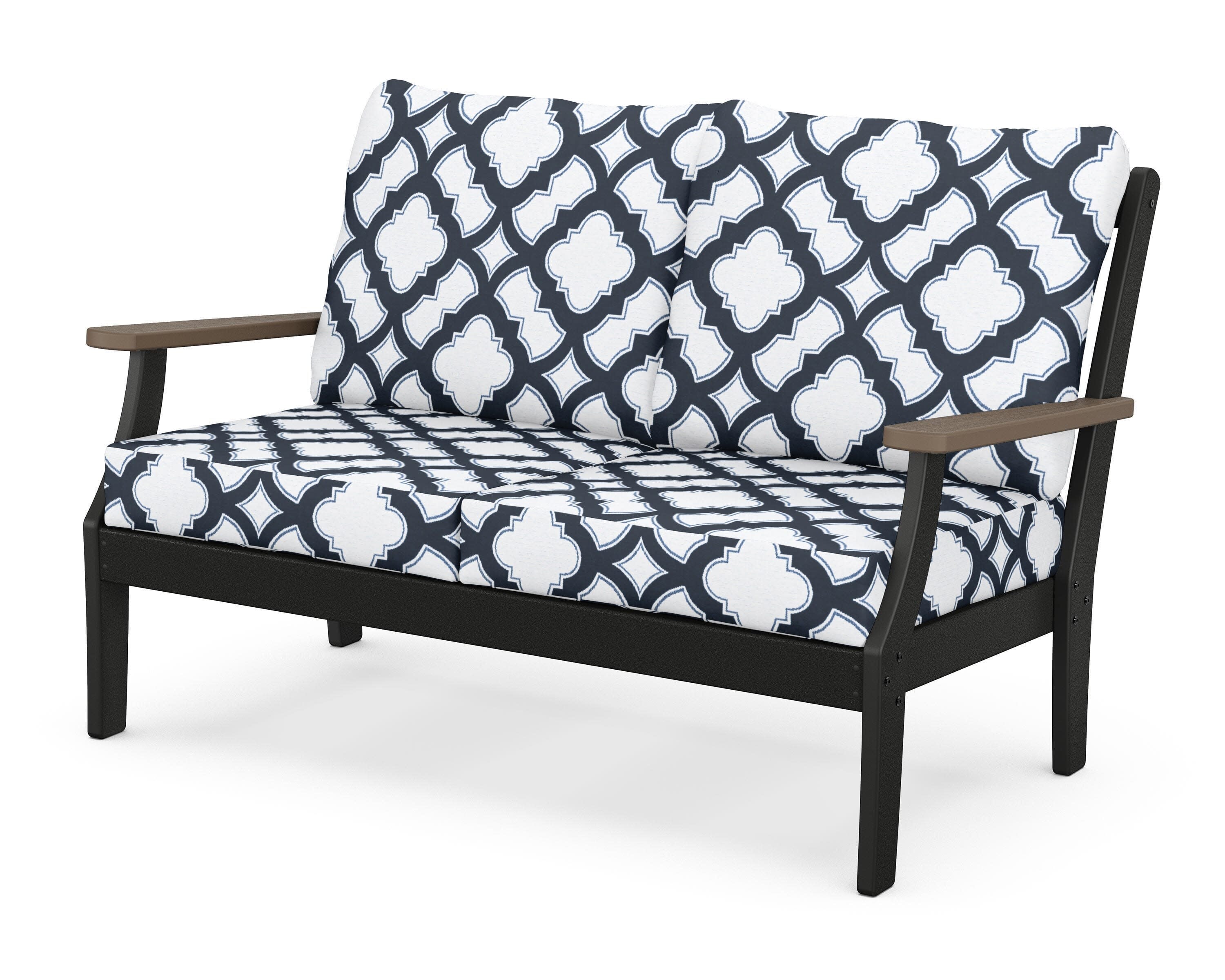Braxton Deep Seating Loveseat in Black / Kona / Trellis Marine Indigo