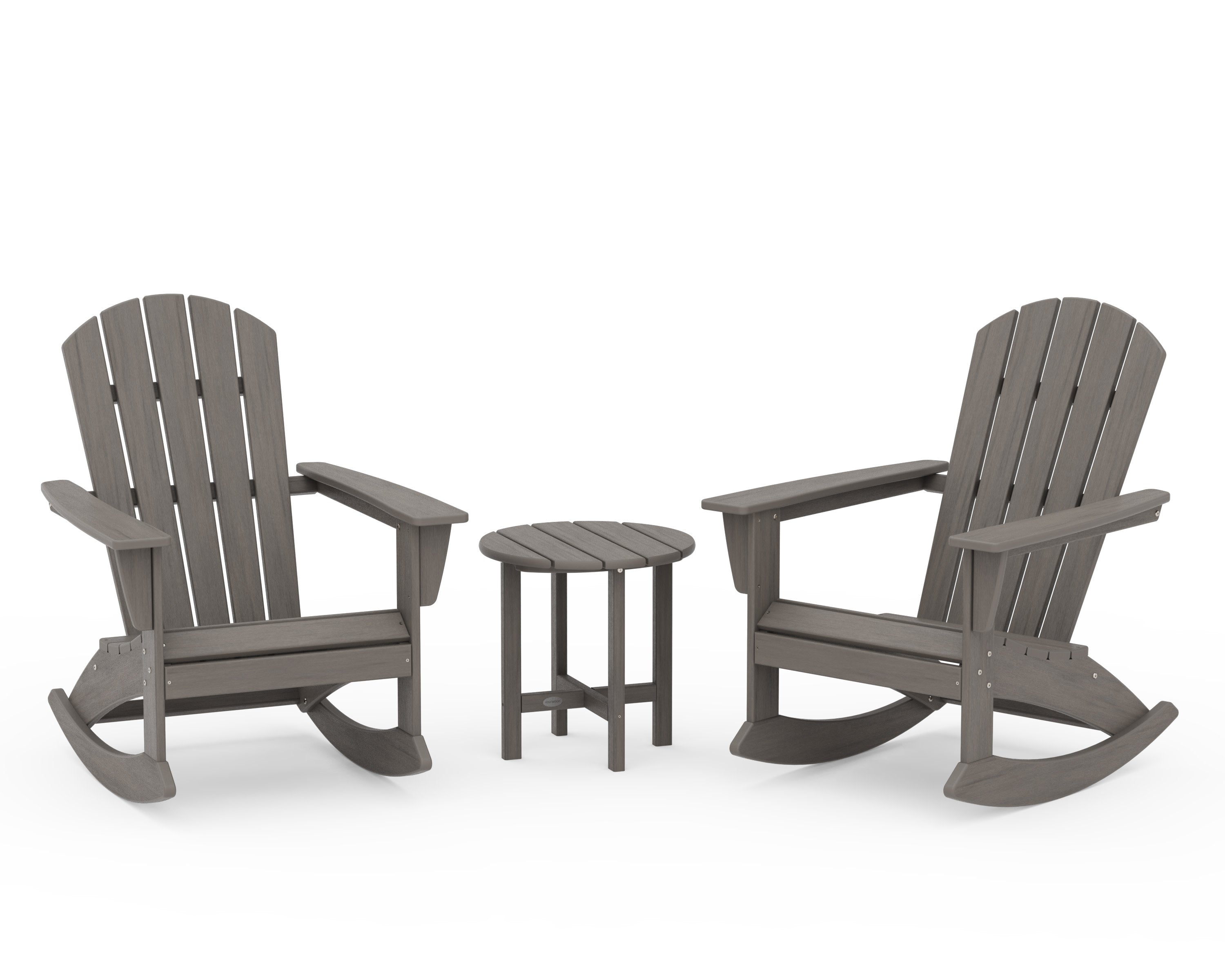 Nautical 3-Piece Adirondack Rocking Chair Set in Driftwood
