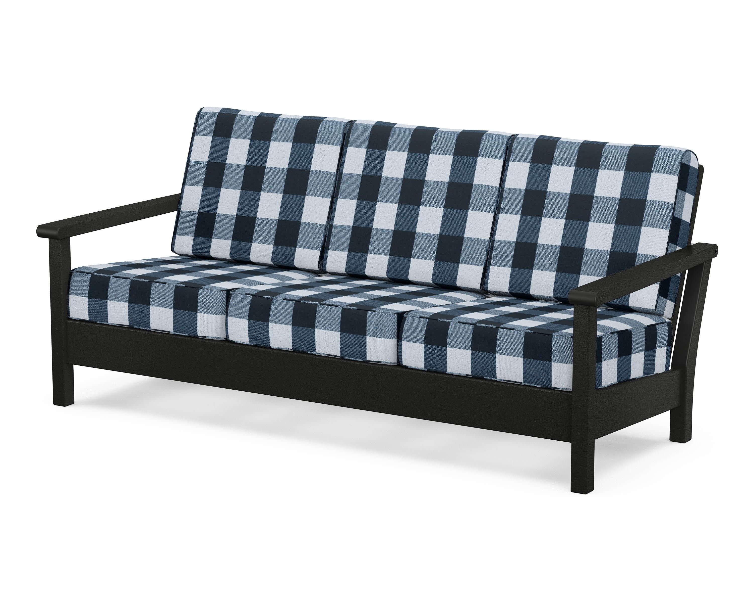 Harbour Deep Seating Sofa in Black / Buffalo Plaid Marine Indigo