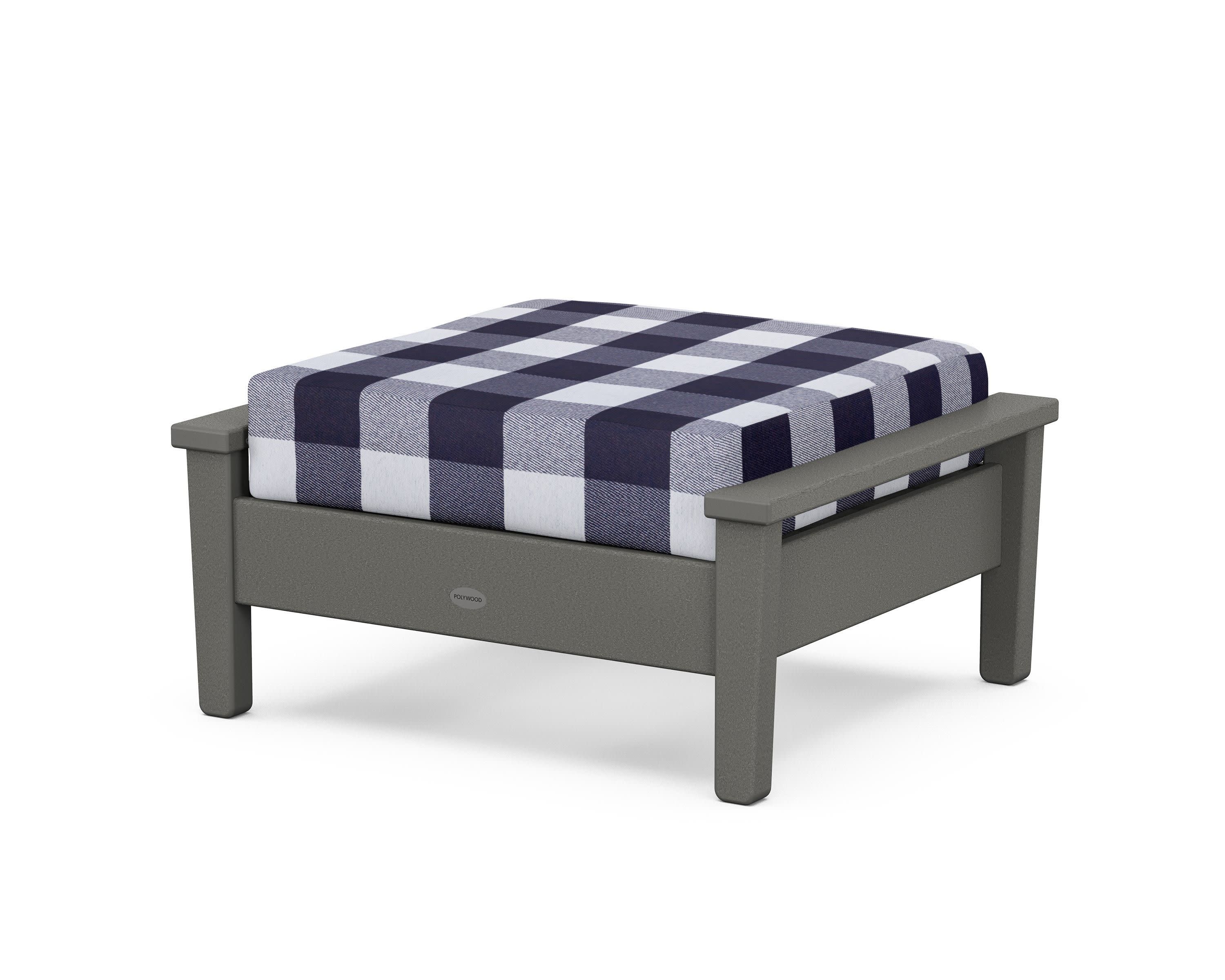 Prescott Deep Seating Ottoman in Slate Grey / Buffalo Plaid Navy