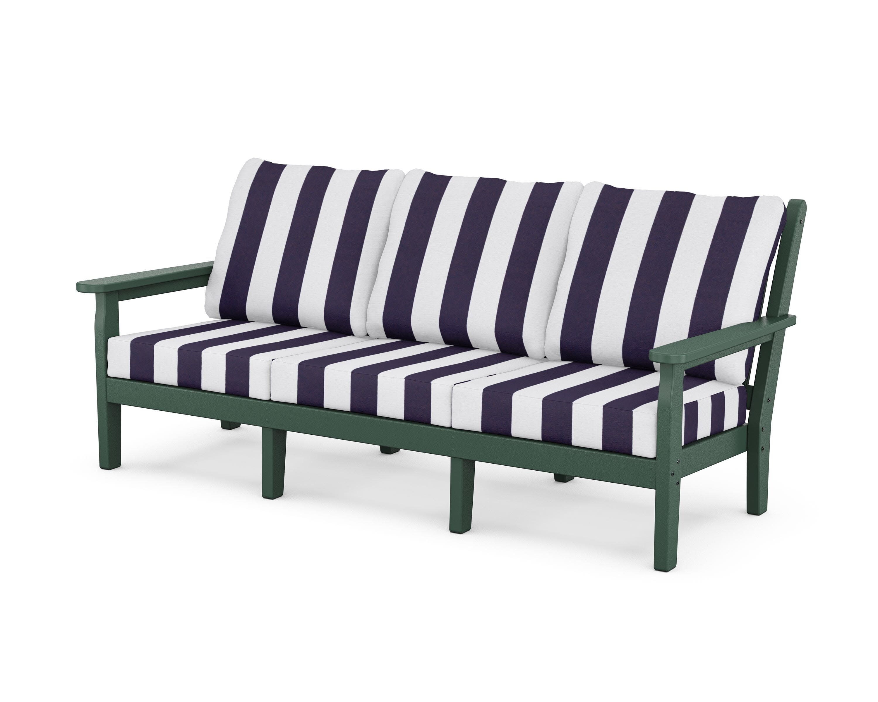Chippendale Deep Seating Sofa in Green / Cabana Stripe Navy
