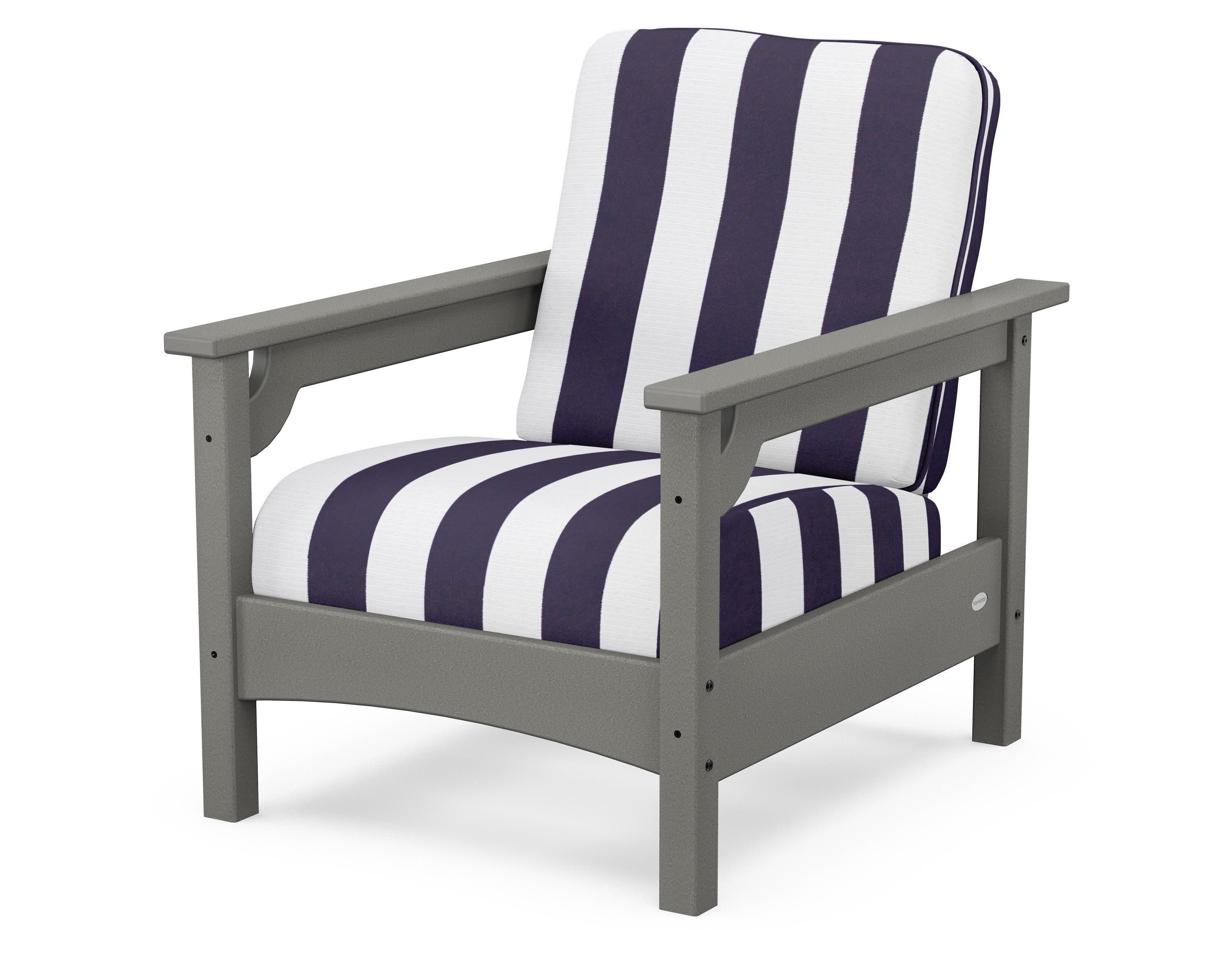 Club Chair in Slate Grey / Cabana Stripe Navy