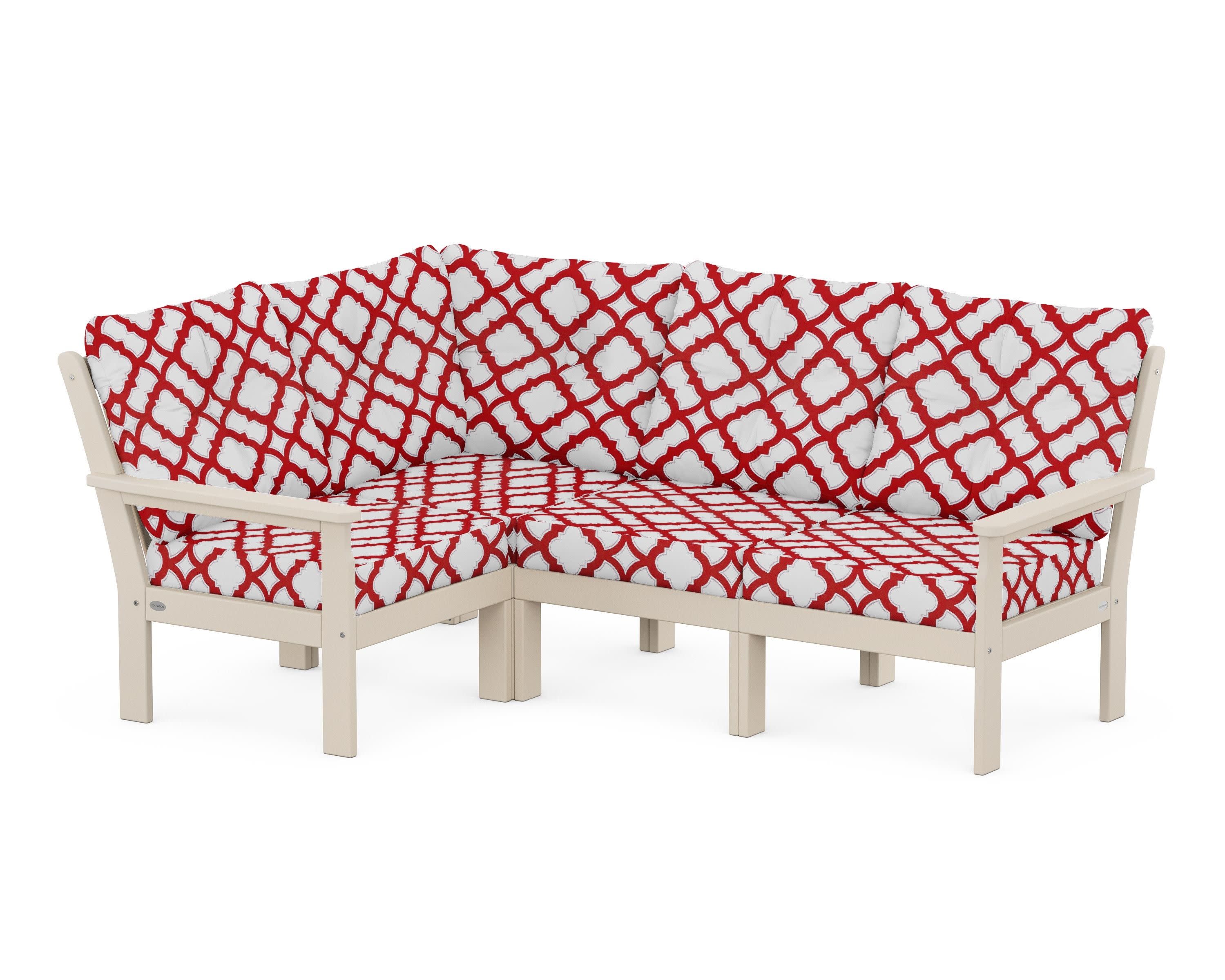 Vineyard 4-Piece Sectional in Sand / Trellis Crimson