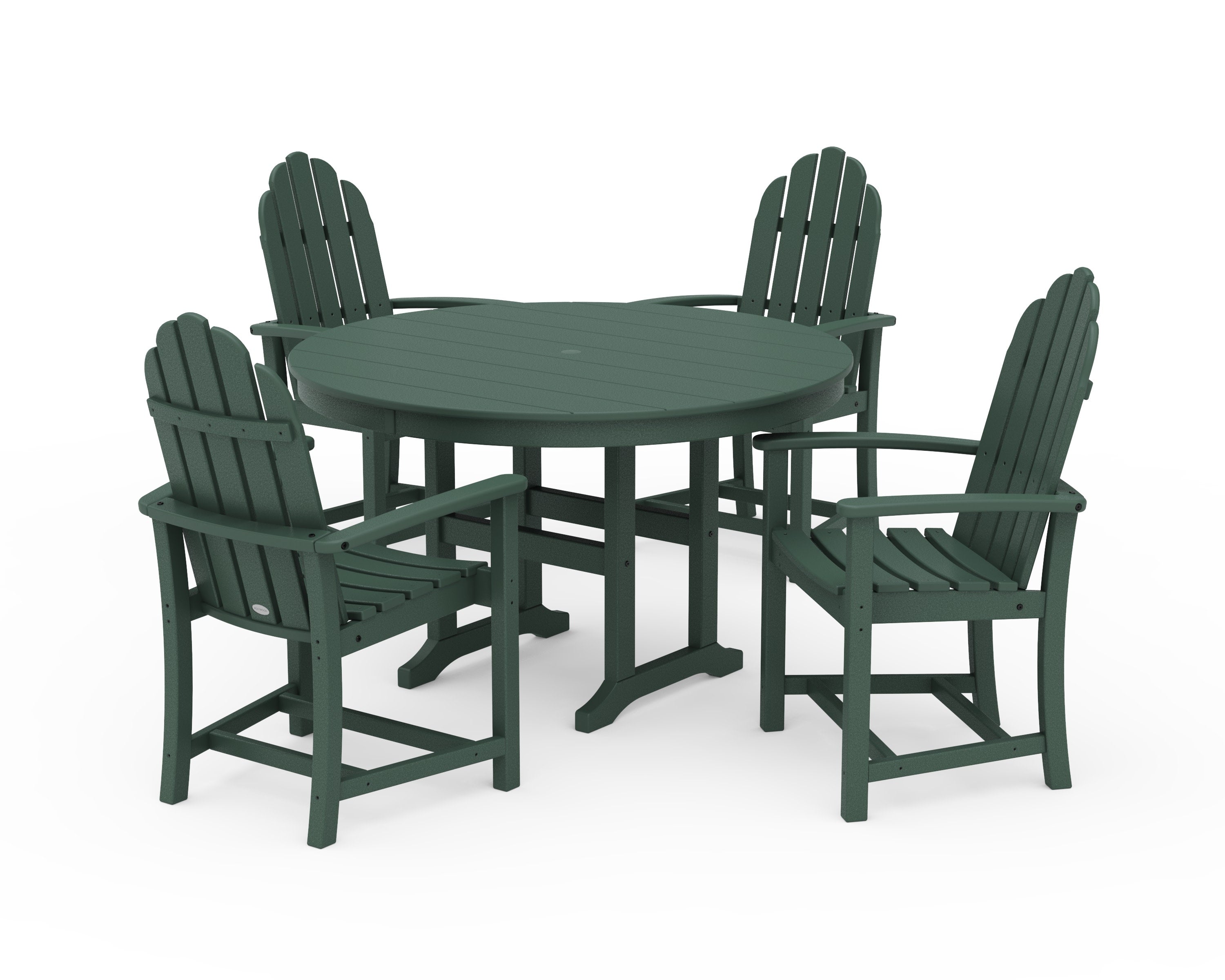 Classic Adirondack 5-Piece Round Farmhouse Dining Set in Green