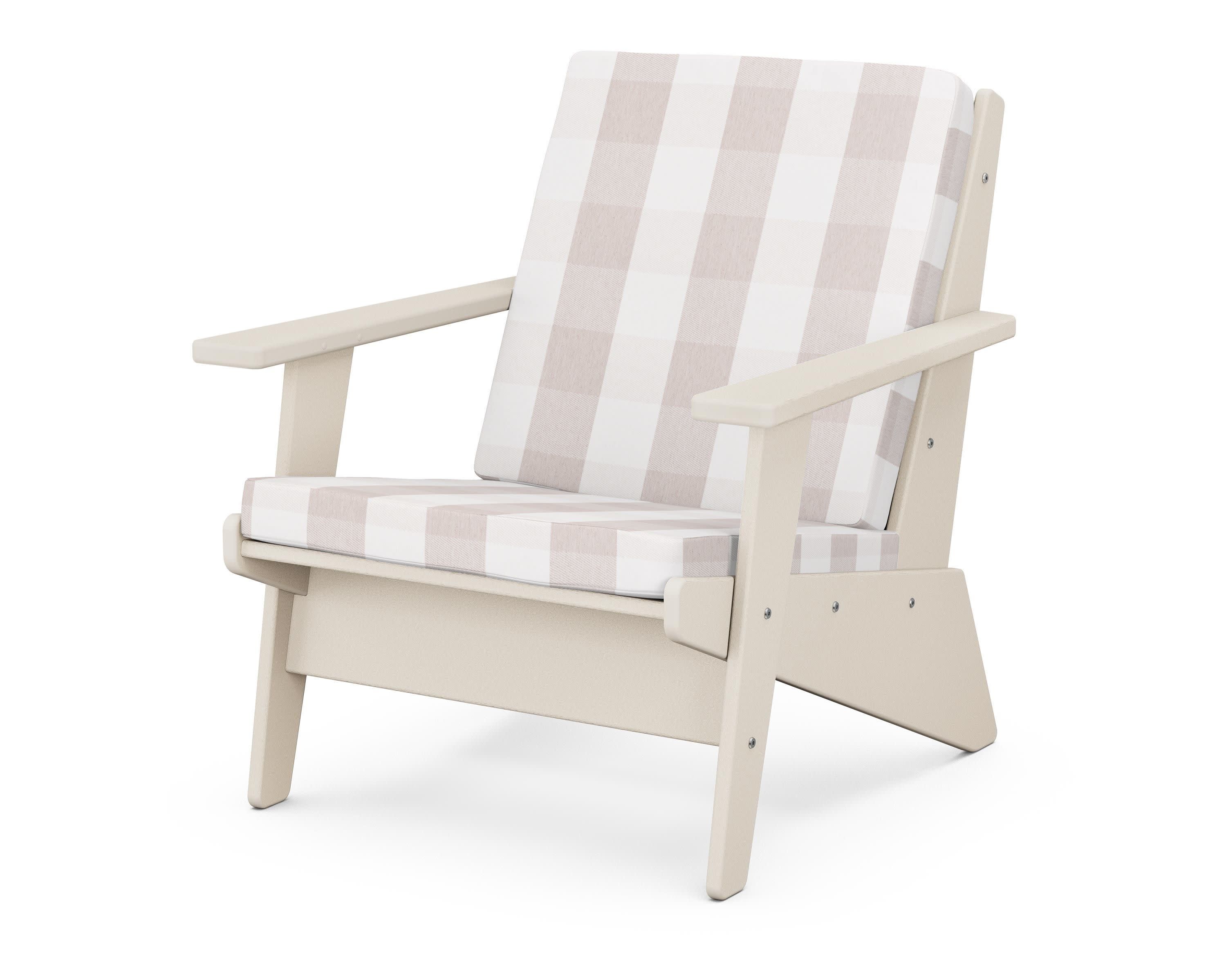 Riviera Modern Lounge Chair in Sand / Buffalo Plaid Dune Burlap