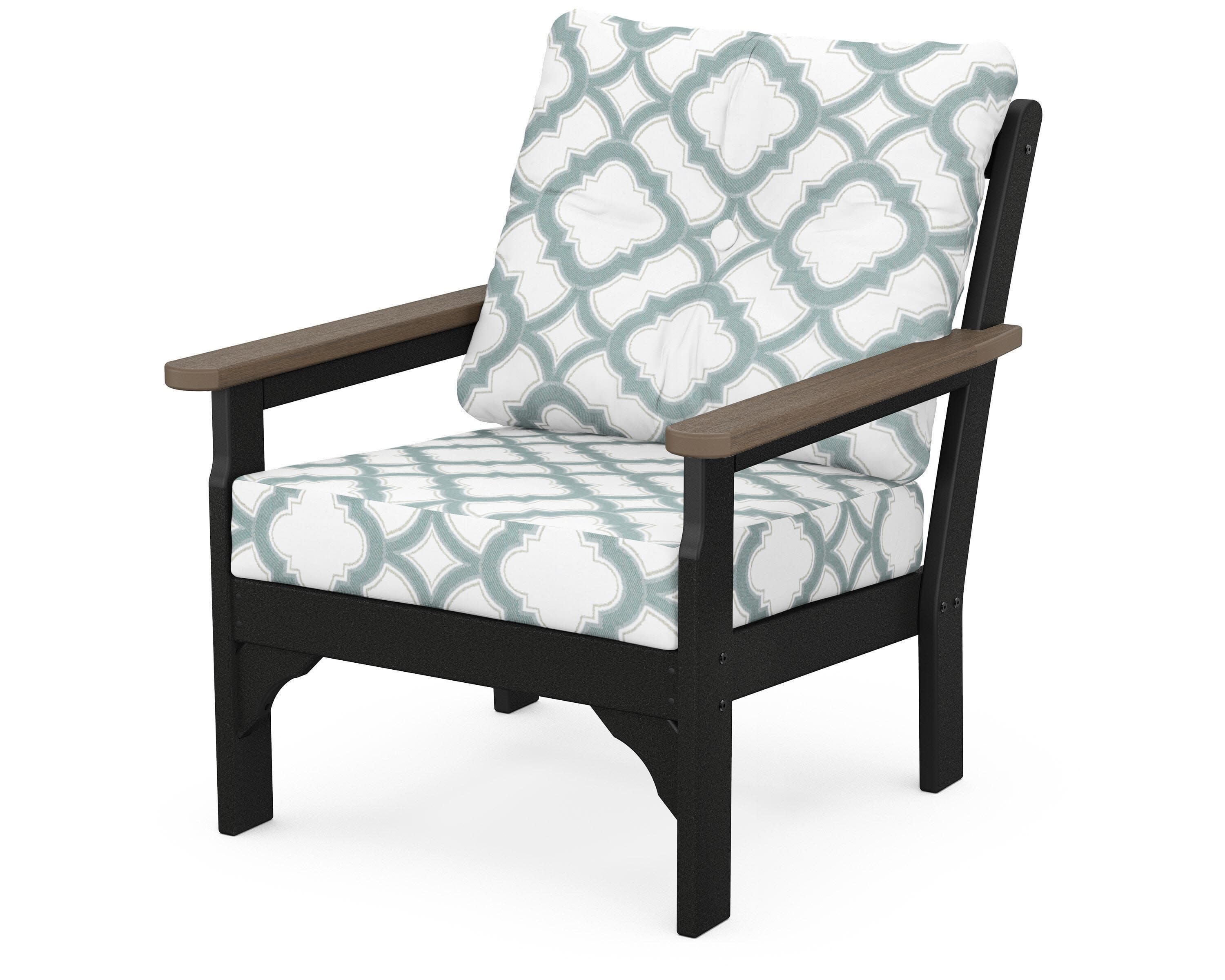 Vineyard Deep Seating Chair in White / Kona / Trellis Glacier Spa