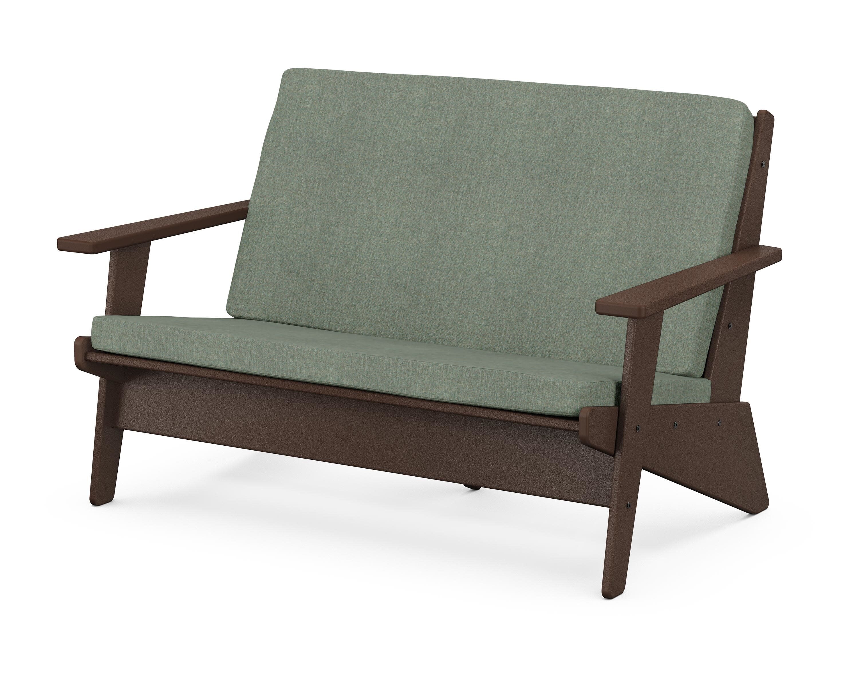Riviera Modern Lounge Loveseat in Mahogany / Cast Sage
