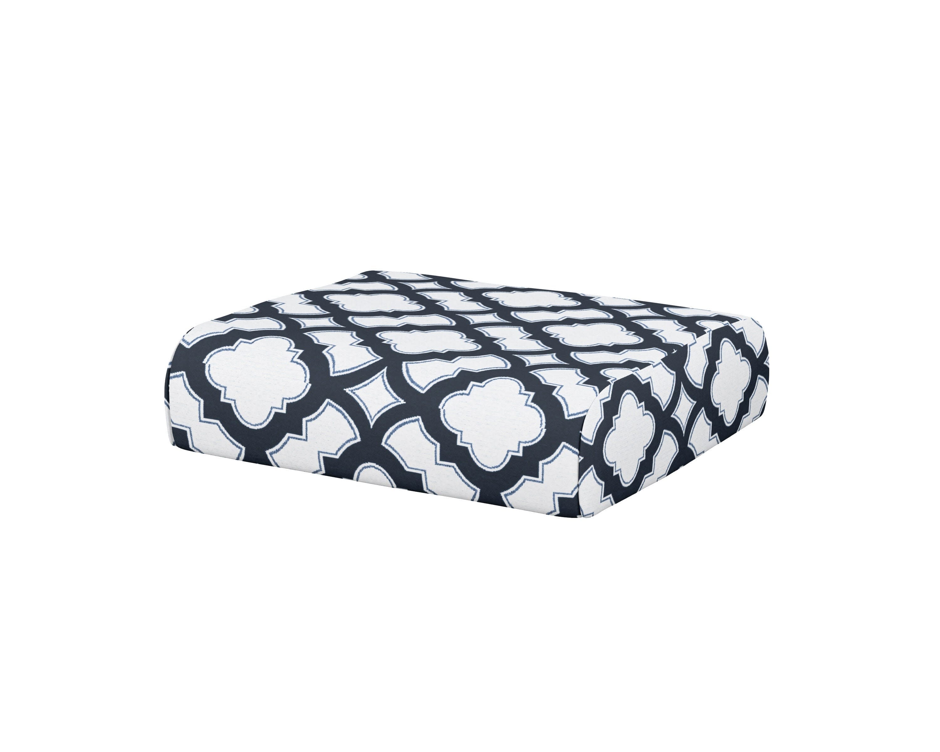 Club Ottoman Cushion in Trellis Marine Indigo