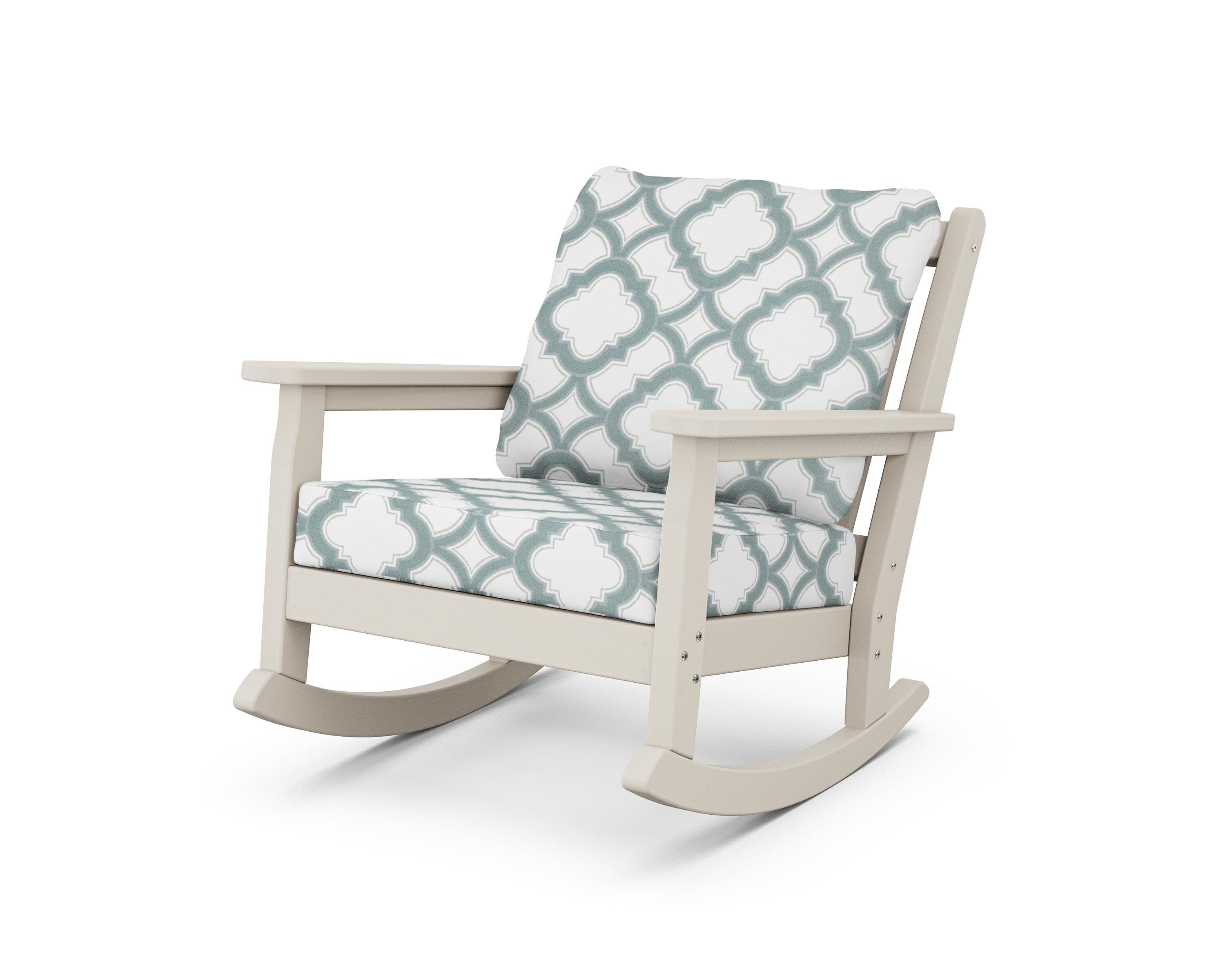 Chippendale Deep Seating Rocking Chair in Sand / Trellis Glacier Spa