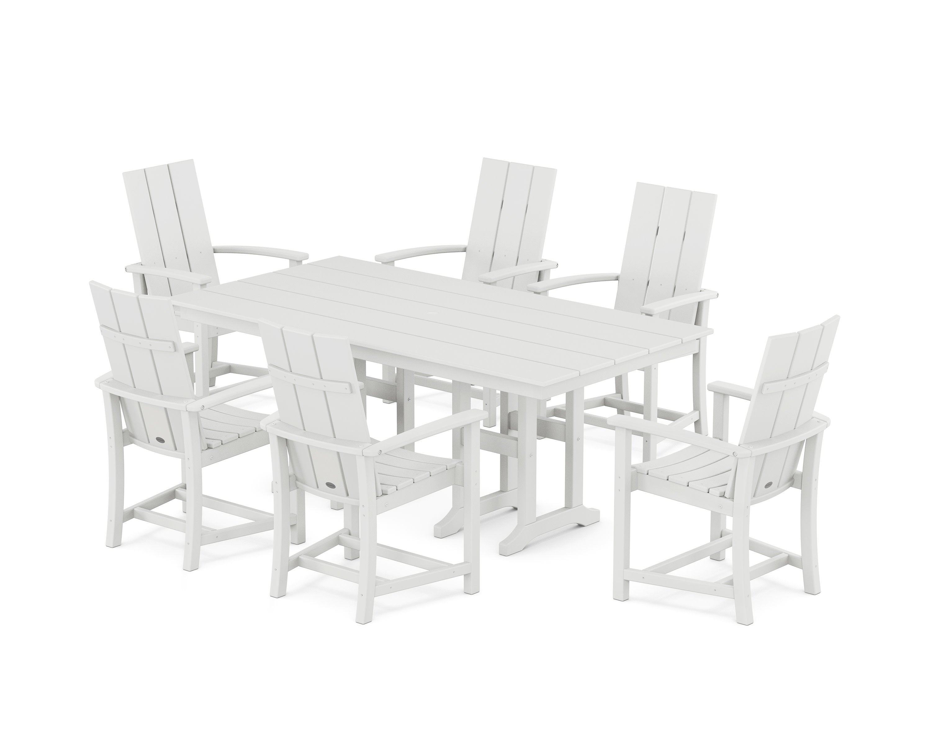 Modern Adirondack 7-Piece Farmhouse Dining Set in White