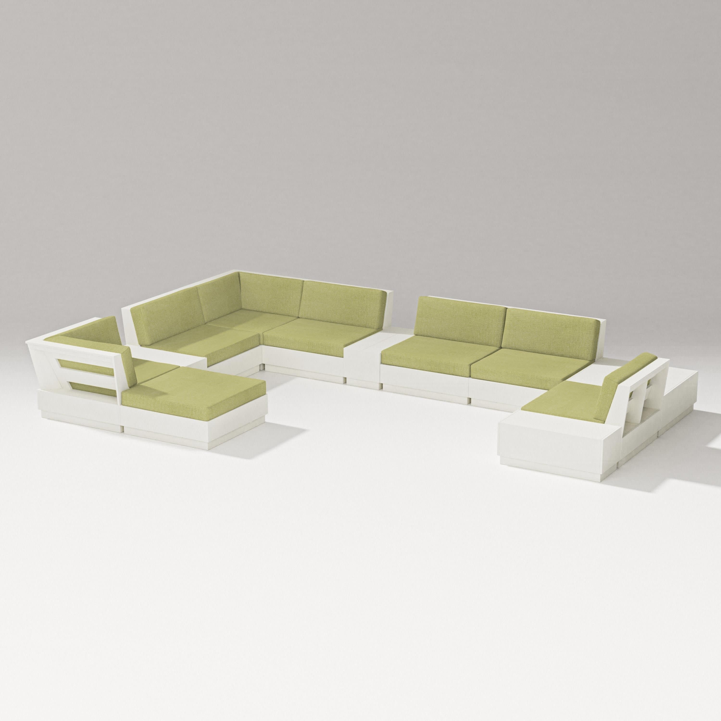 Elevate 12-Piece Conversation Sectional Set in Vintage White / Chartreuse Boucle
