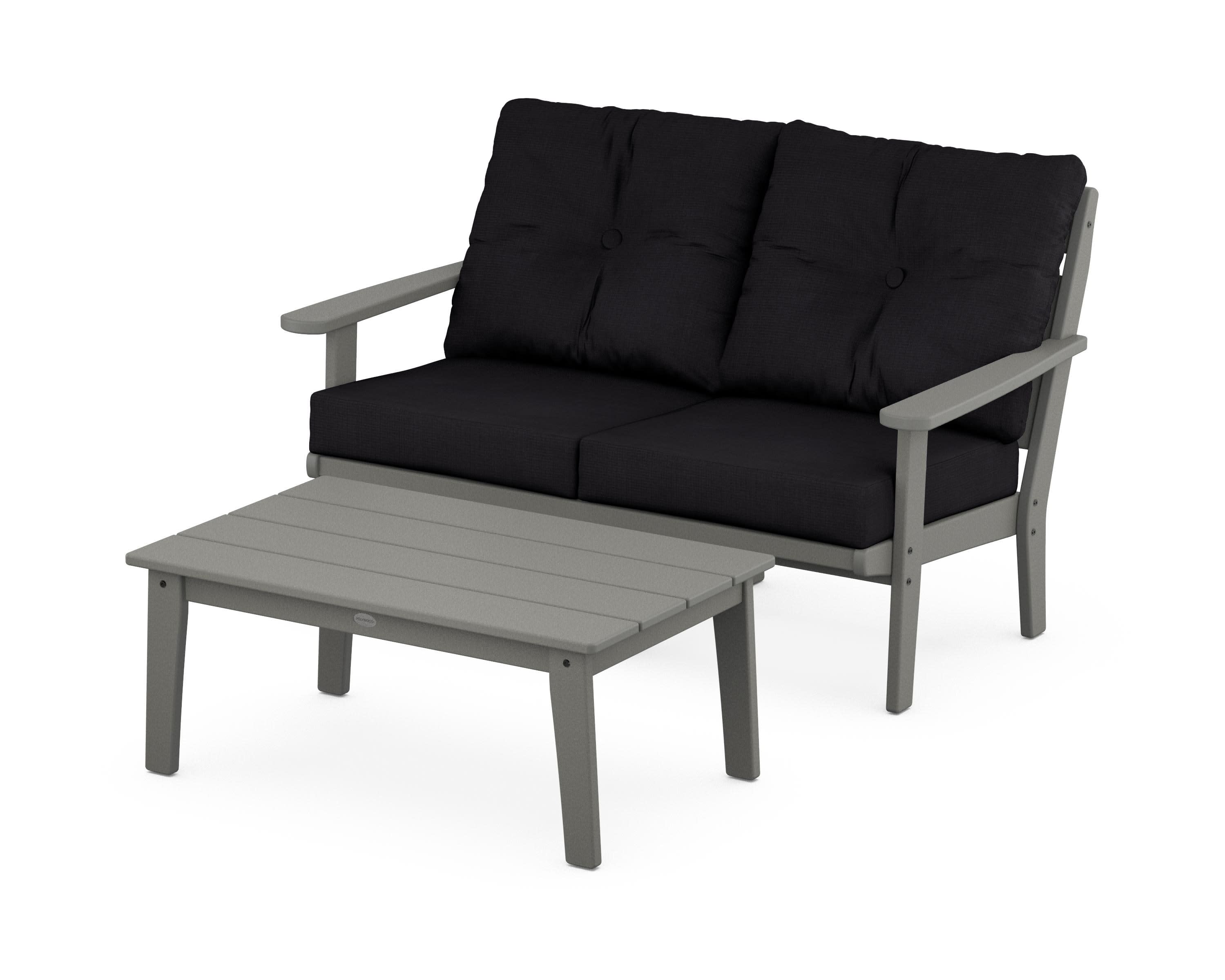Lakeside 2-Piece Lounge Loveseat Set in Slate Grey / Midnight Linen