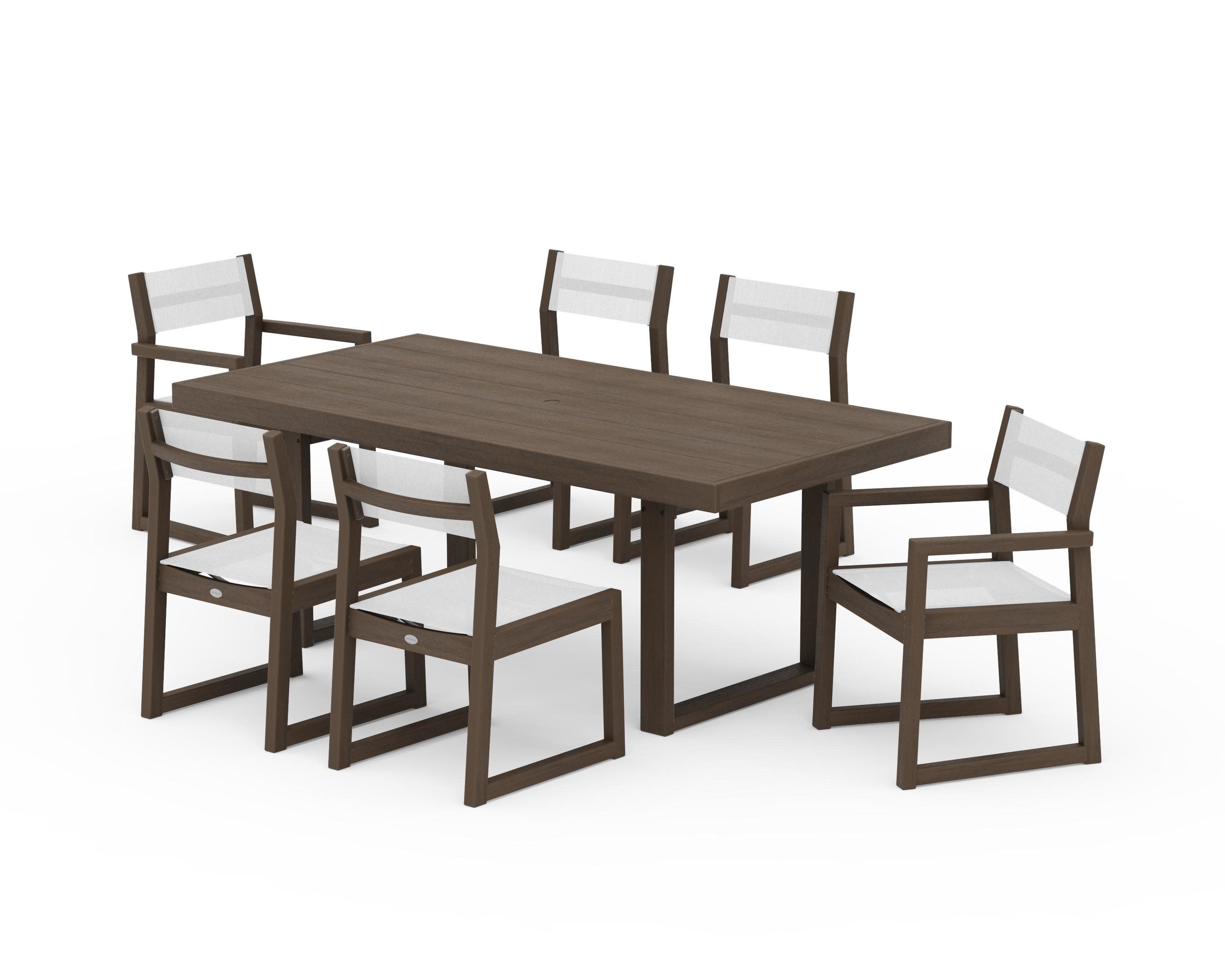 EDGE Sling 7-Piece Dining Set in Kona / White Sling
